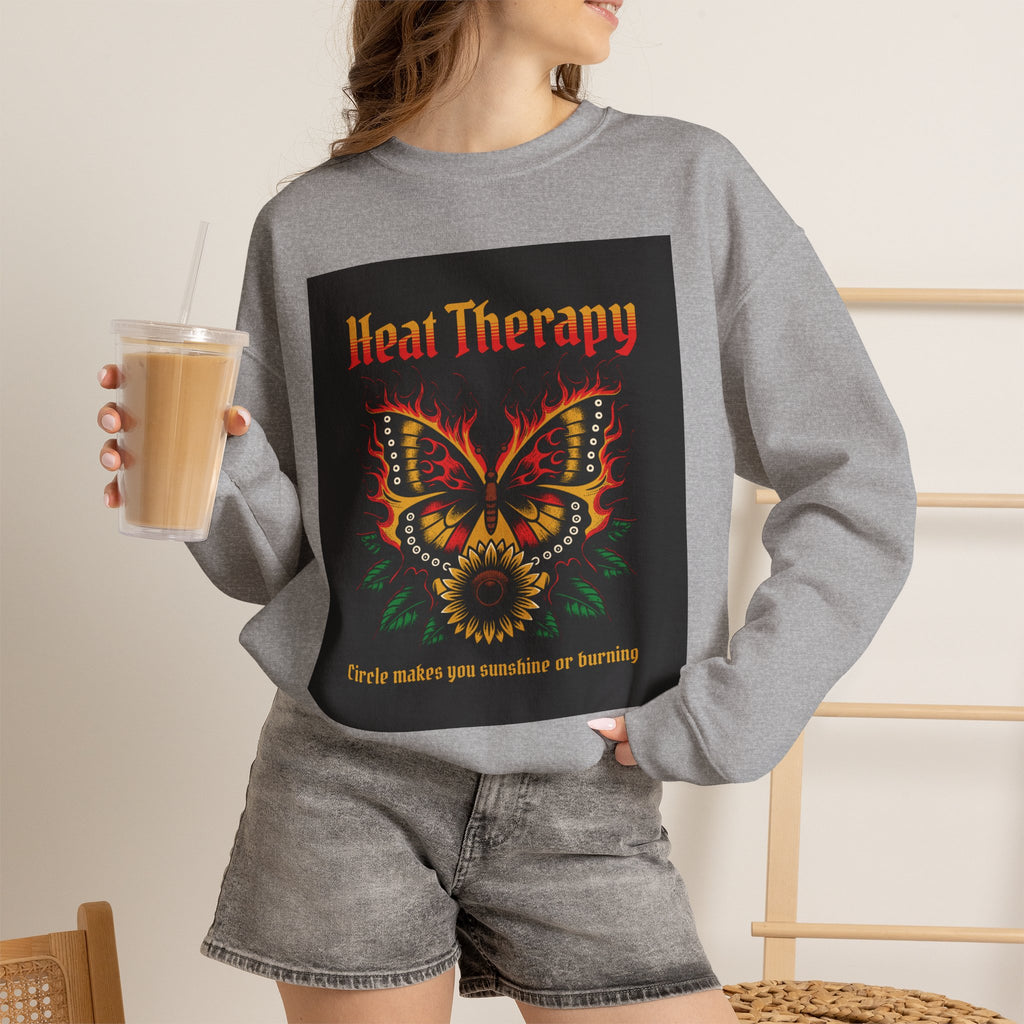Heat Therapy Crewneck Sweatshirt — Butterfly Flame Graphic