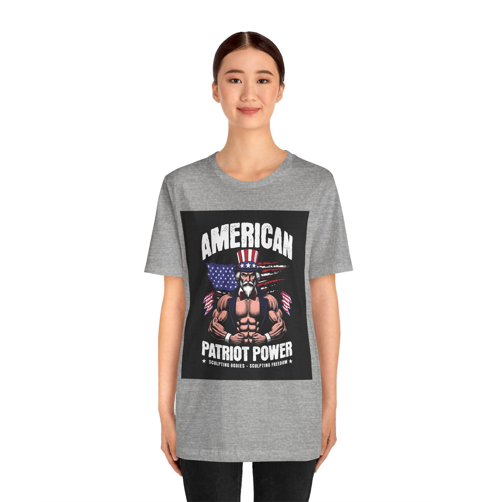 Patriot Power T-Shirt — American Flag Uncle Sam Muscle Graphic Tee
