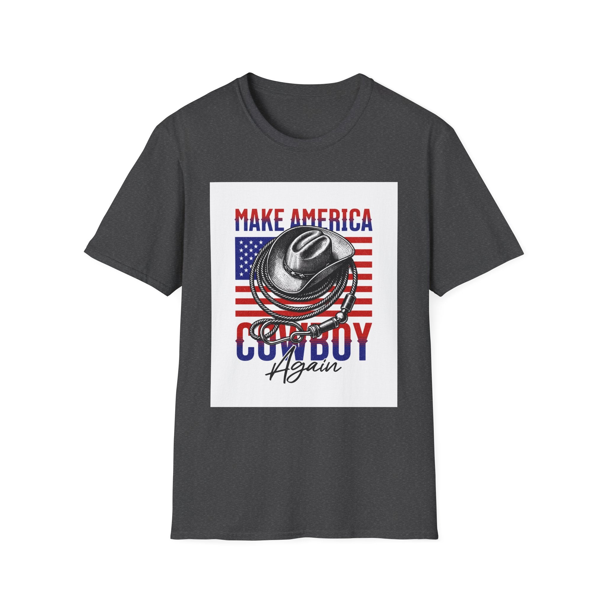 Make America Cowboy Again T-Shirt — Patriotic Western Flag Tee