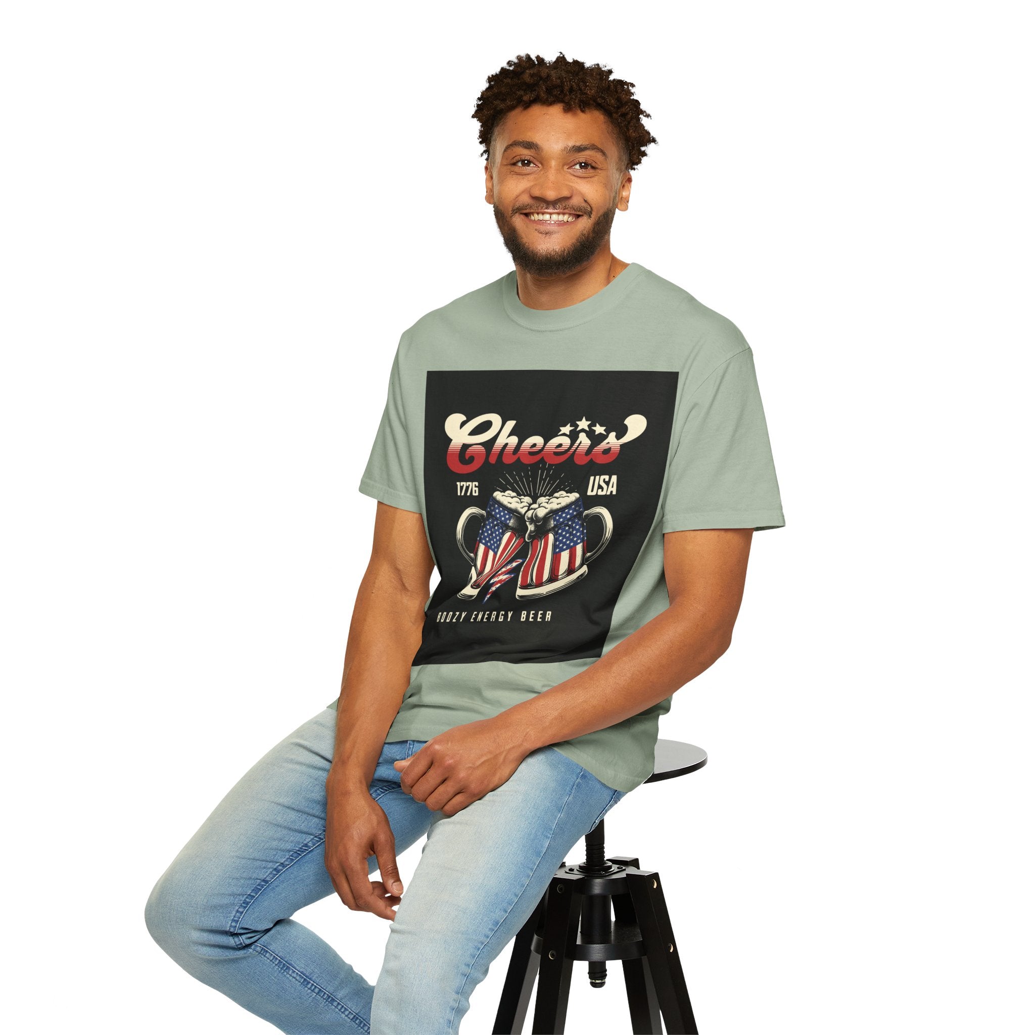 Cheers USA T-Shirt — Patriotic Beer Mugs Graphic Tee (1776)