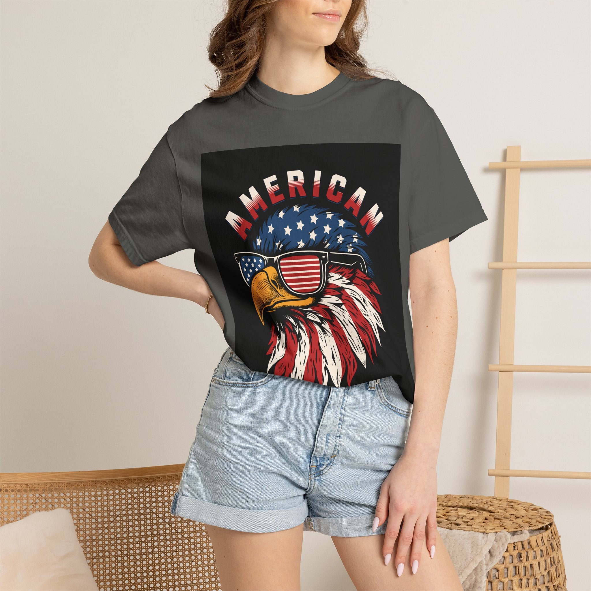 American Eagle Sunglasses T-Shirt — Patriotic USA Flag Graphic