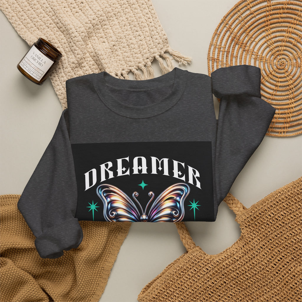 Dreamer Butterfly Crewneck Sweatshirt — Inspiring 'Dreamer' Graphic Pullover
