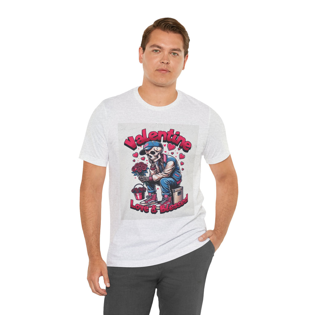 Valentine Skull T-Shirt – "Love & Blessed" Gothic Valentine Tee