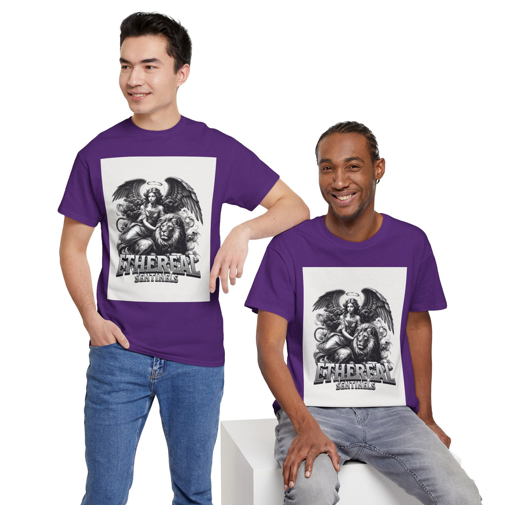 Angel & Lion Graphic Tee — "Ethereal" Vintage Gothic Streetwear