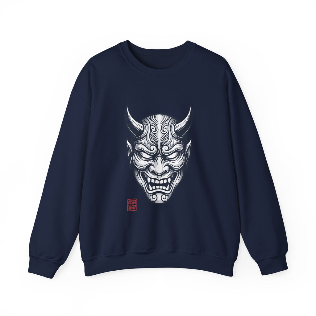 Hannya Mask Crewneck Sweatshirt | Traditional Tattoo-Inspired, Flash-Style