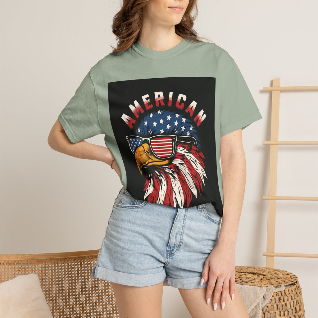 American Eagle Sunglasses T-Shirt — Patriotic USA Flag Graphic