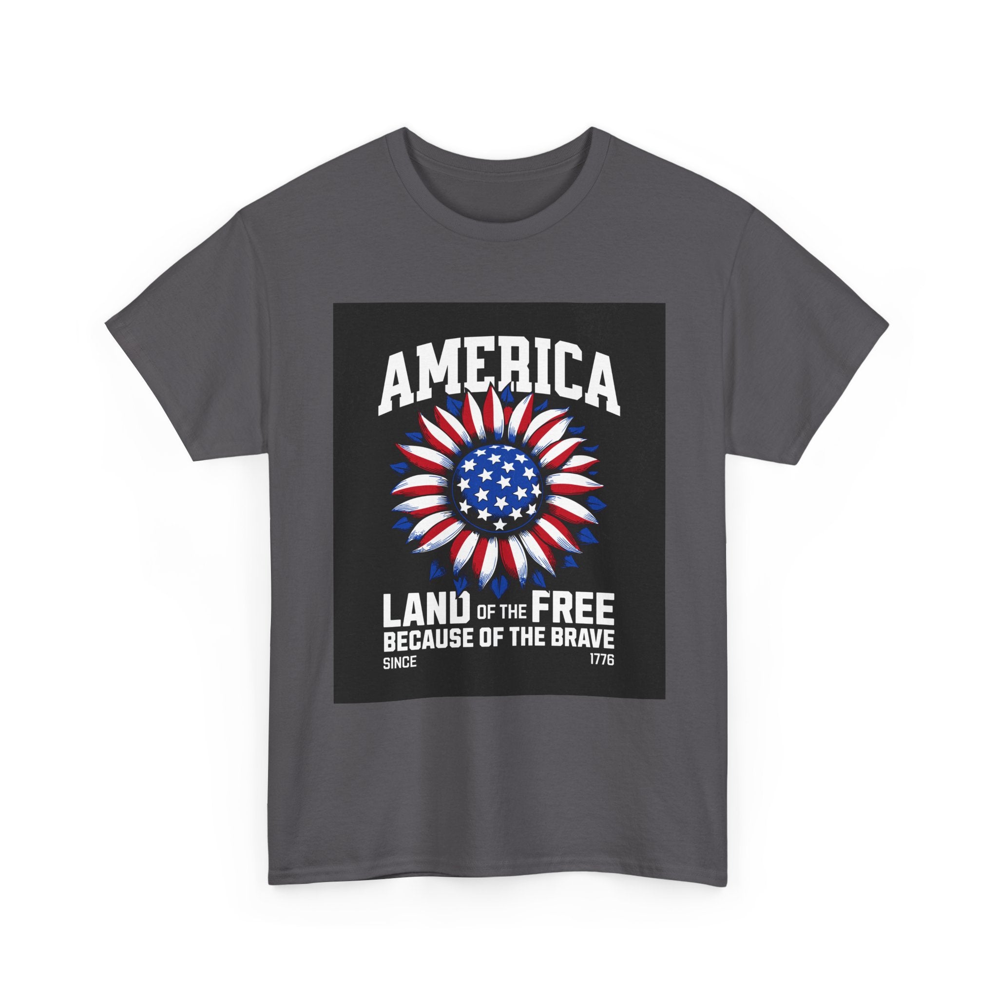 Patriotic America Tee — "Land of the Free Because of the Brave" Cotton T-Shirt