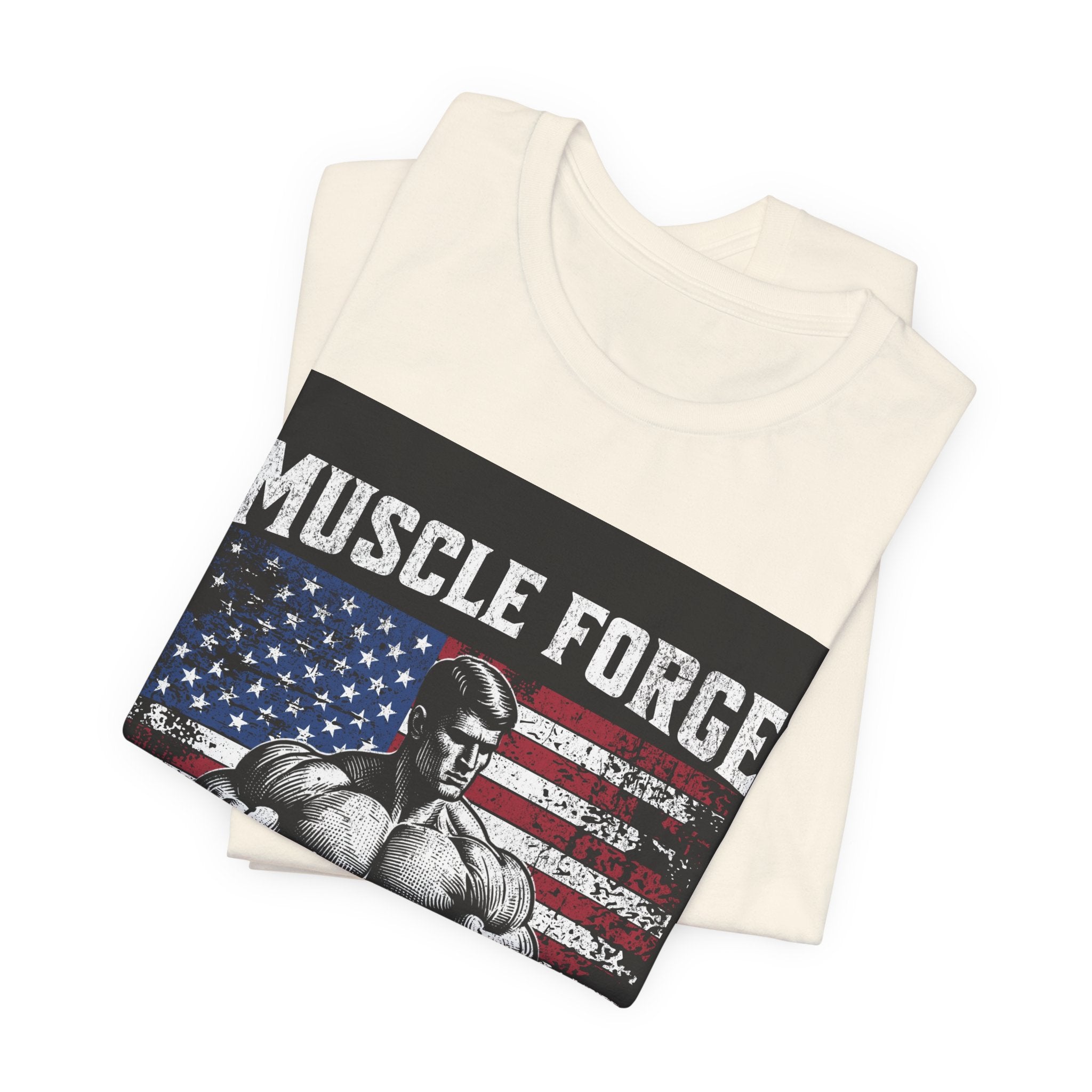 Muscle Forge American Flag Gym Tee — "Sculpt Your Legacy" Fitness T-Shirt