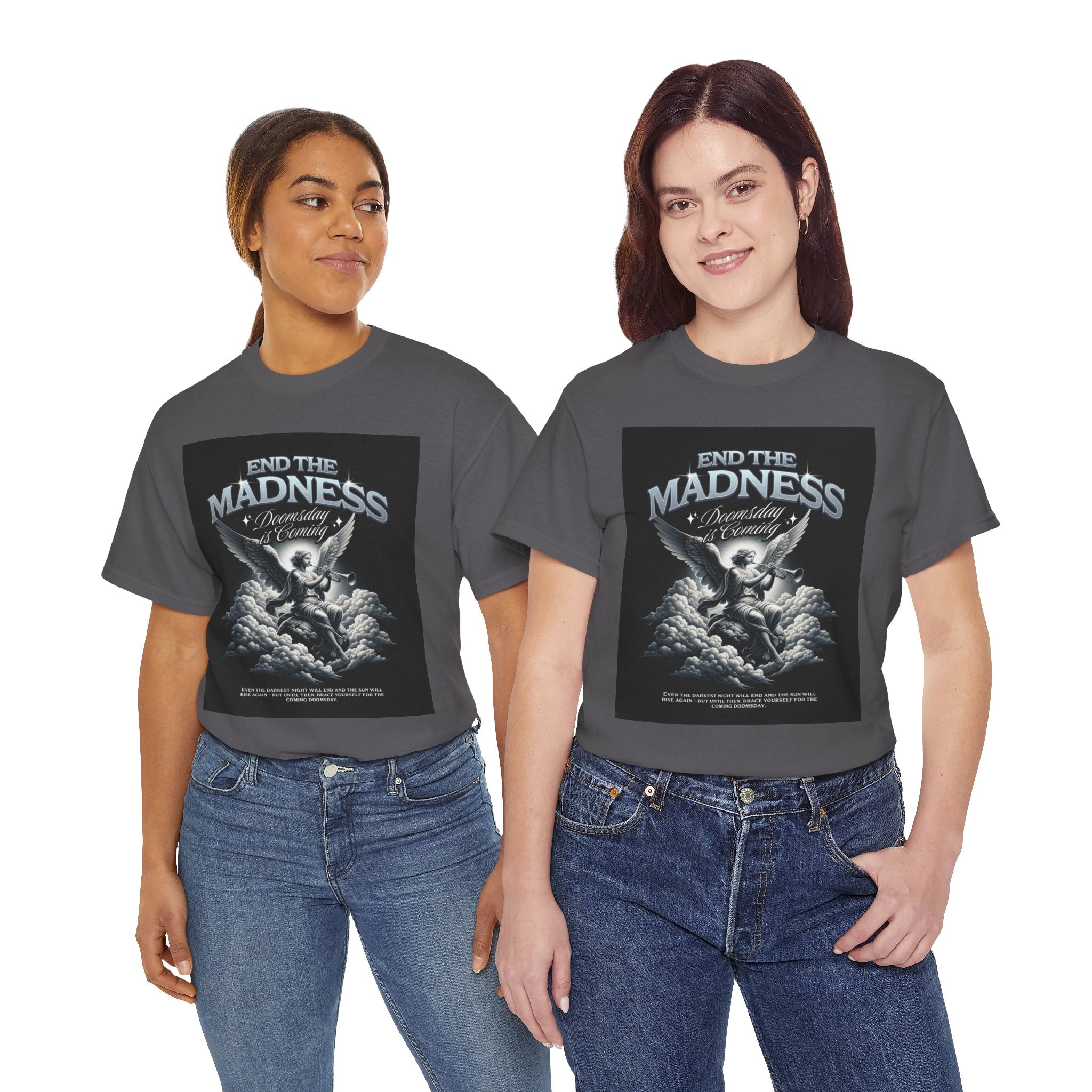 End the Madness Angel Graphic Tee — Vintage Gothic Band-Style T-Shirt