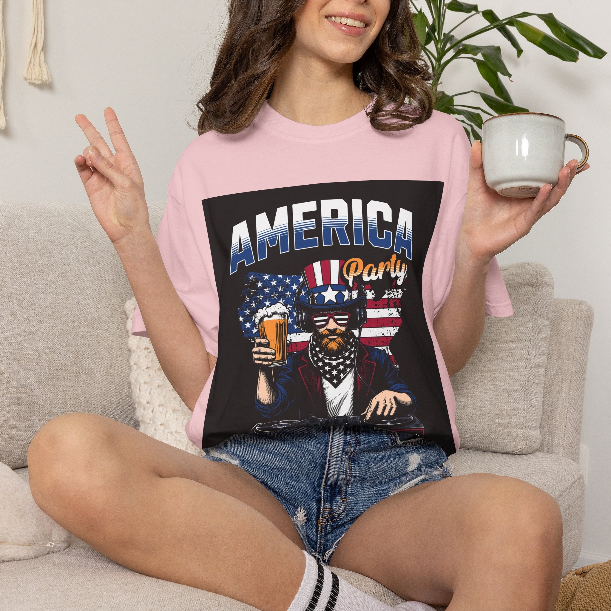 America Party T-Shirt — Cheers to Freedom 4th of July Patriotic Tee