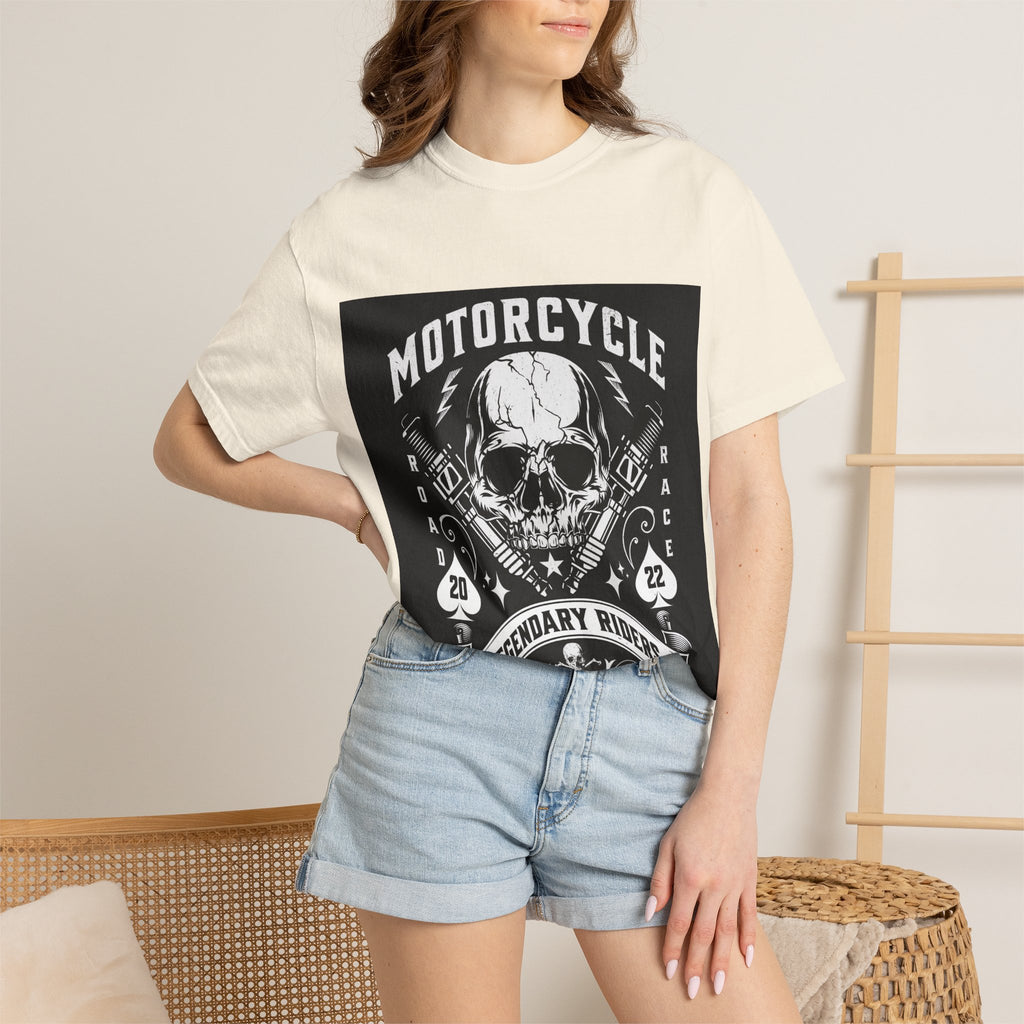 Motorcycle Skull Tee — "Legendary Riders" Vintage Biker Graphic T-Shirt