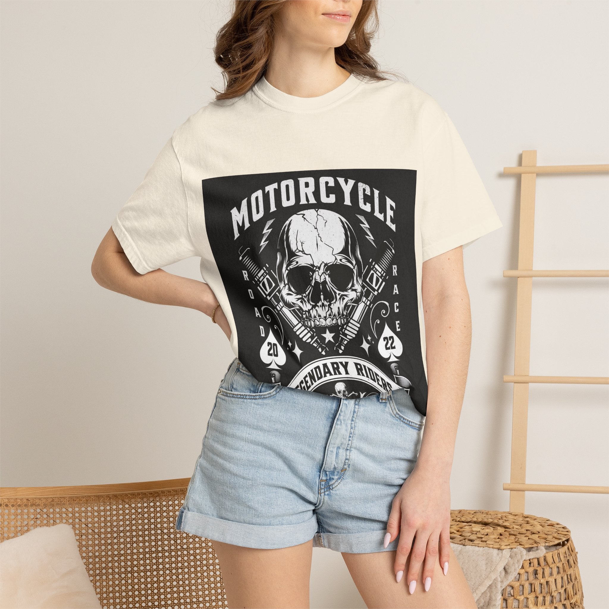 Motorcycle Skull Tee — "Legendary Riders" Vintage Biker Graphic T-Shirt