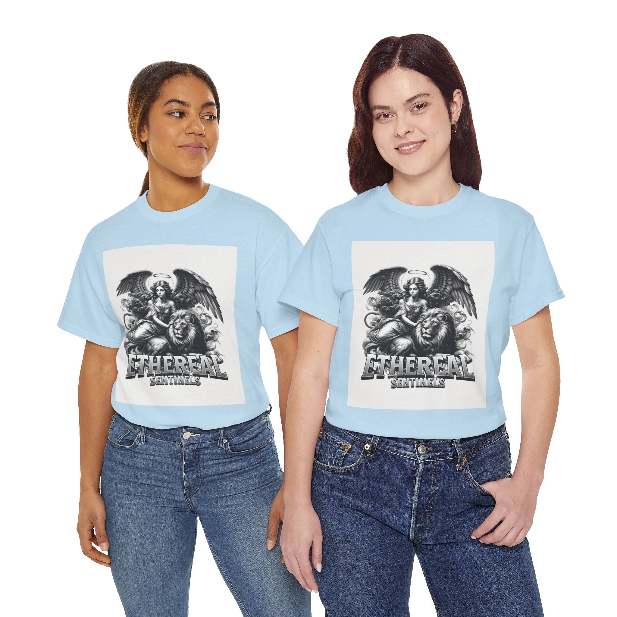 Angel & Lion Graphic Tee — "Ethereal" Vintage Gothic Streetwear