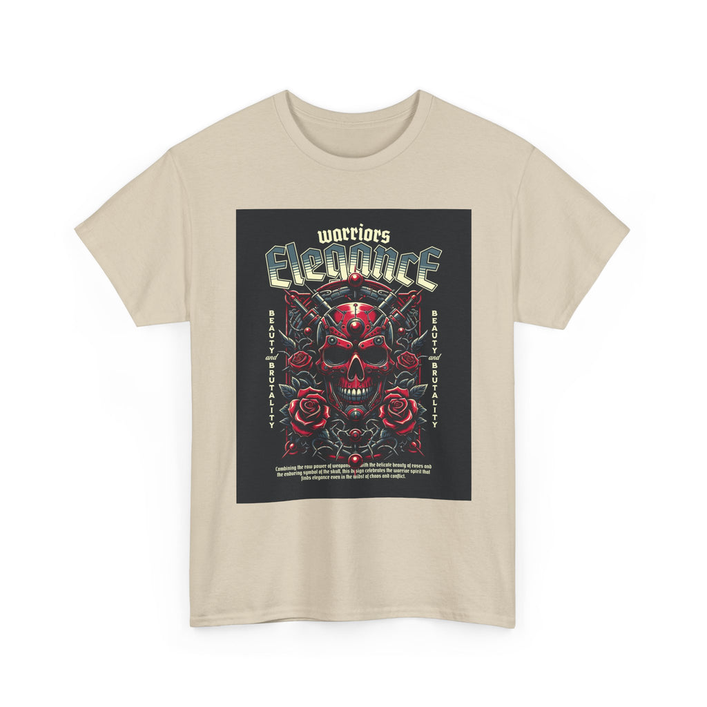Warriors Electric Skull T‑Shirt — Red Skull & Roses Rock Graphic Tee