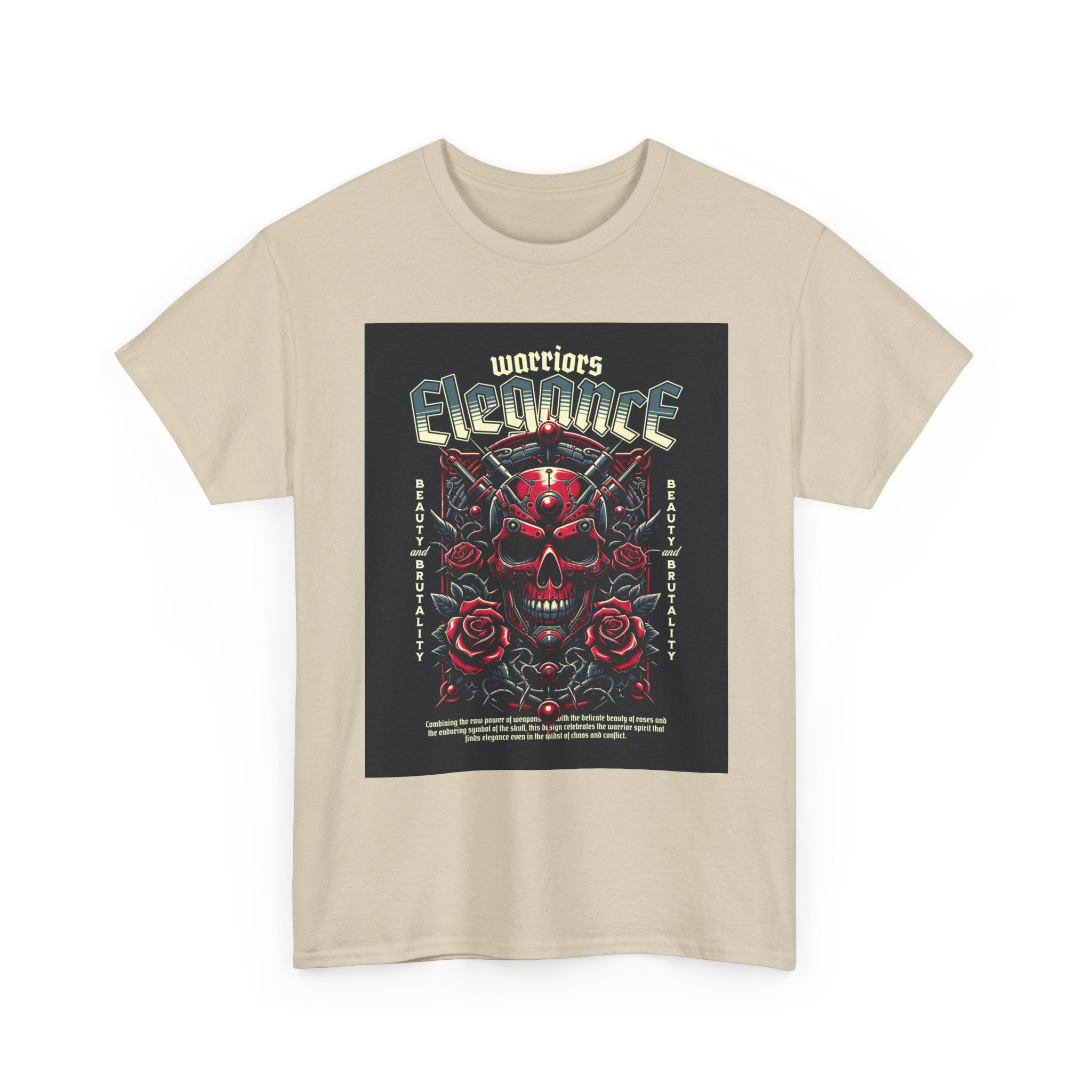 Warriors Electric Skull T‑Shirt — Red Skull & Roses Rock Graphic Tee