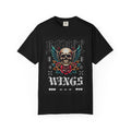 Skull Wings Graphic T-Shirt — Vintage Rock Tattoo Style with Roses