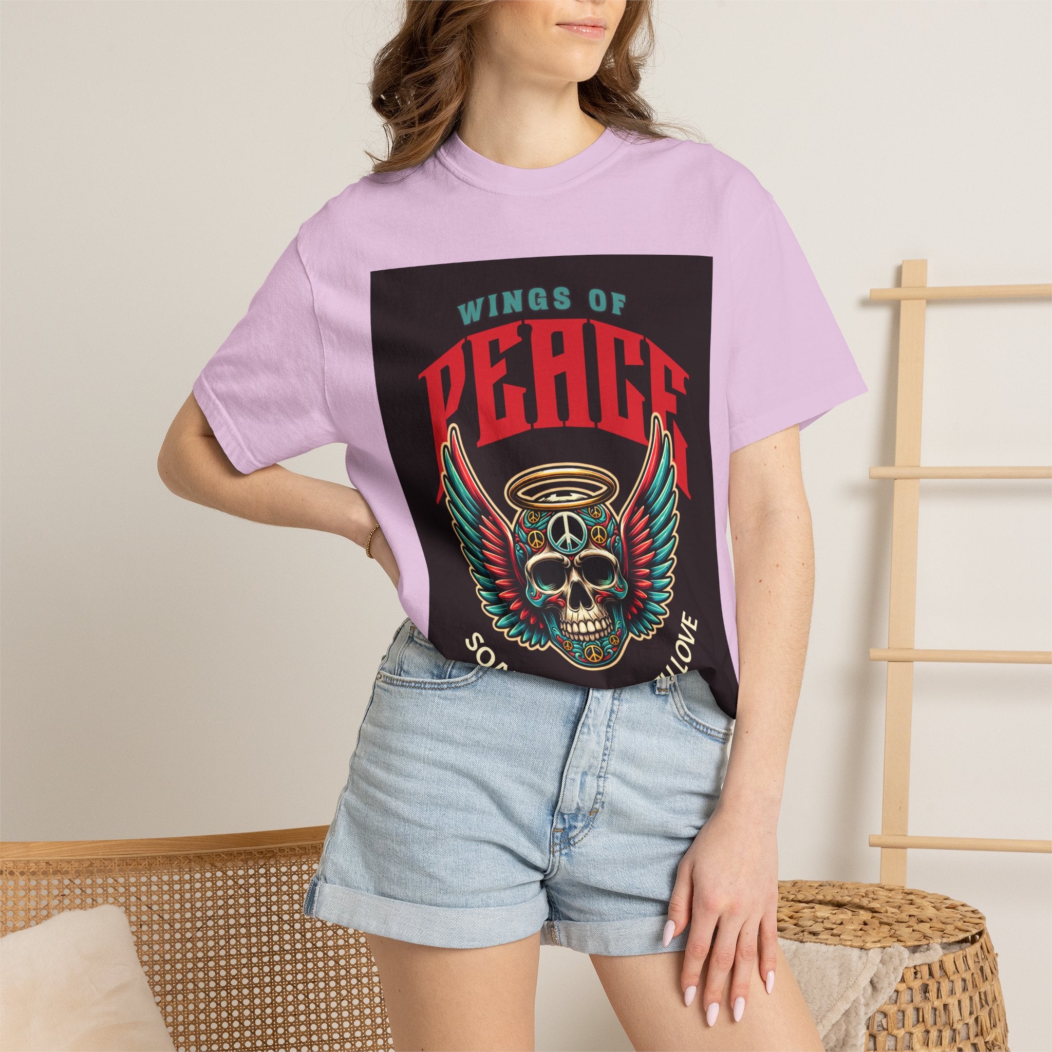 Wings of Peace Skull T-Shirt — "Soar Above With Love" Vintage Graphic Tee