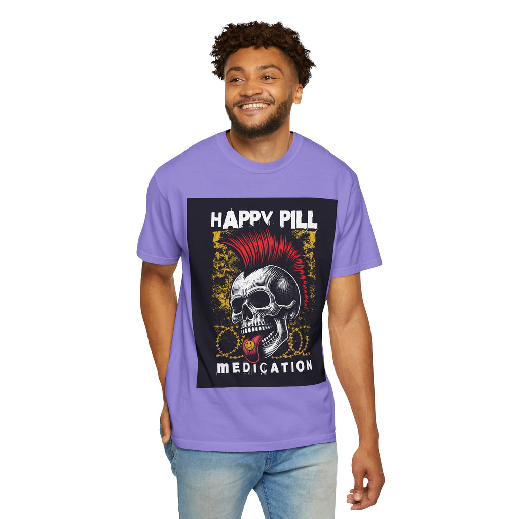 Happy Pill Punk Skull T-Shirt — 'Happy Pill Medication' Graphic Tee