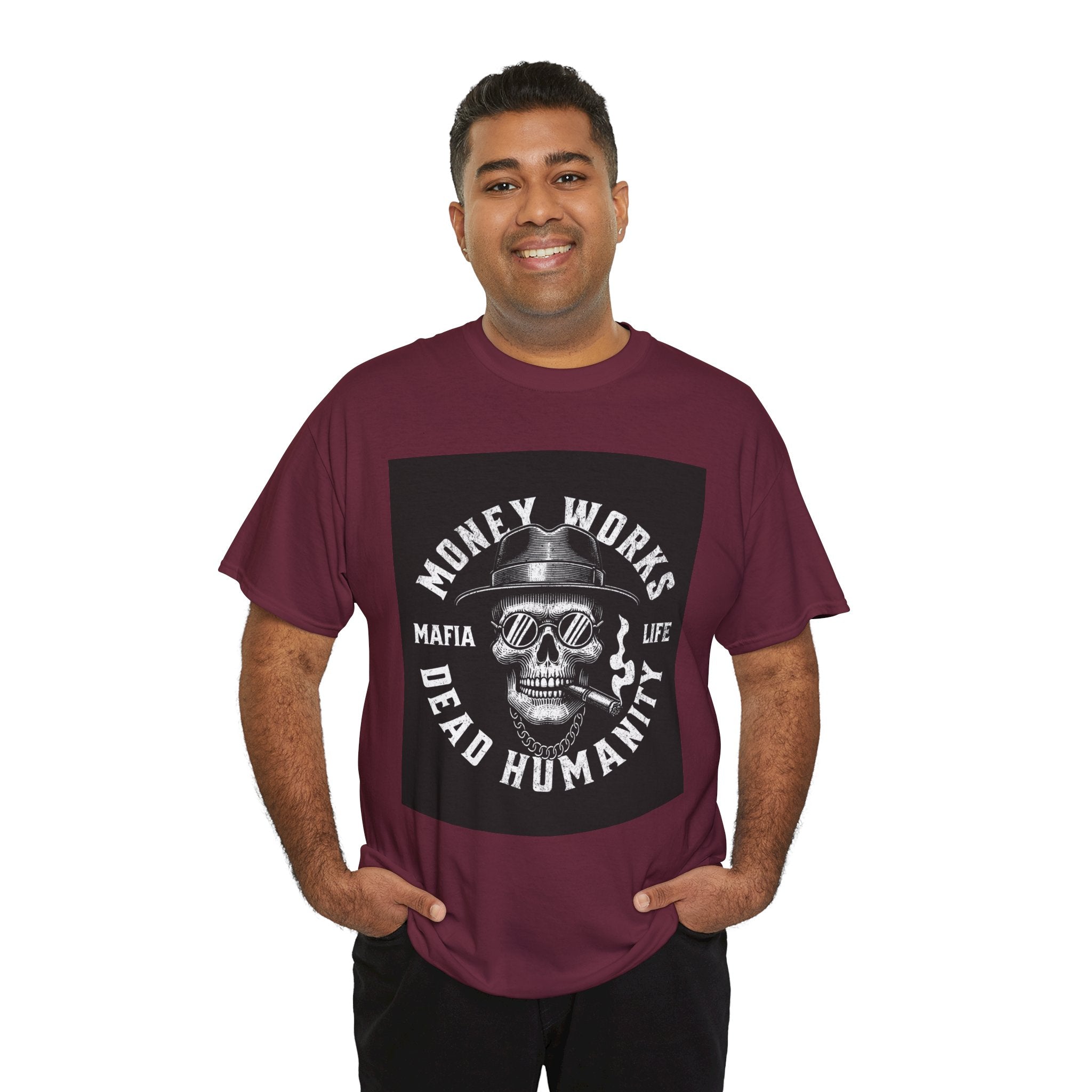 Money Works Dead Humanity Skull Tee