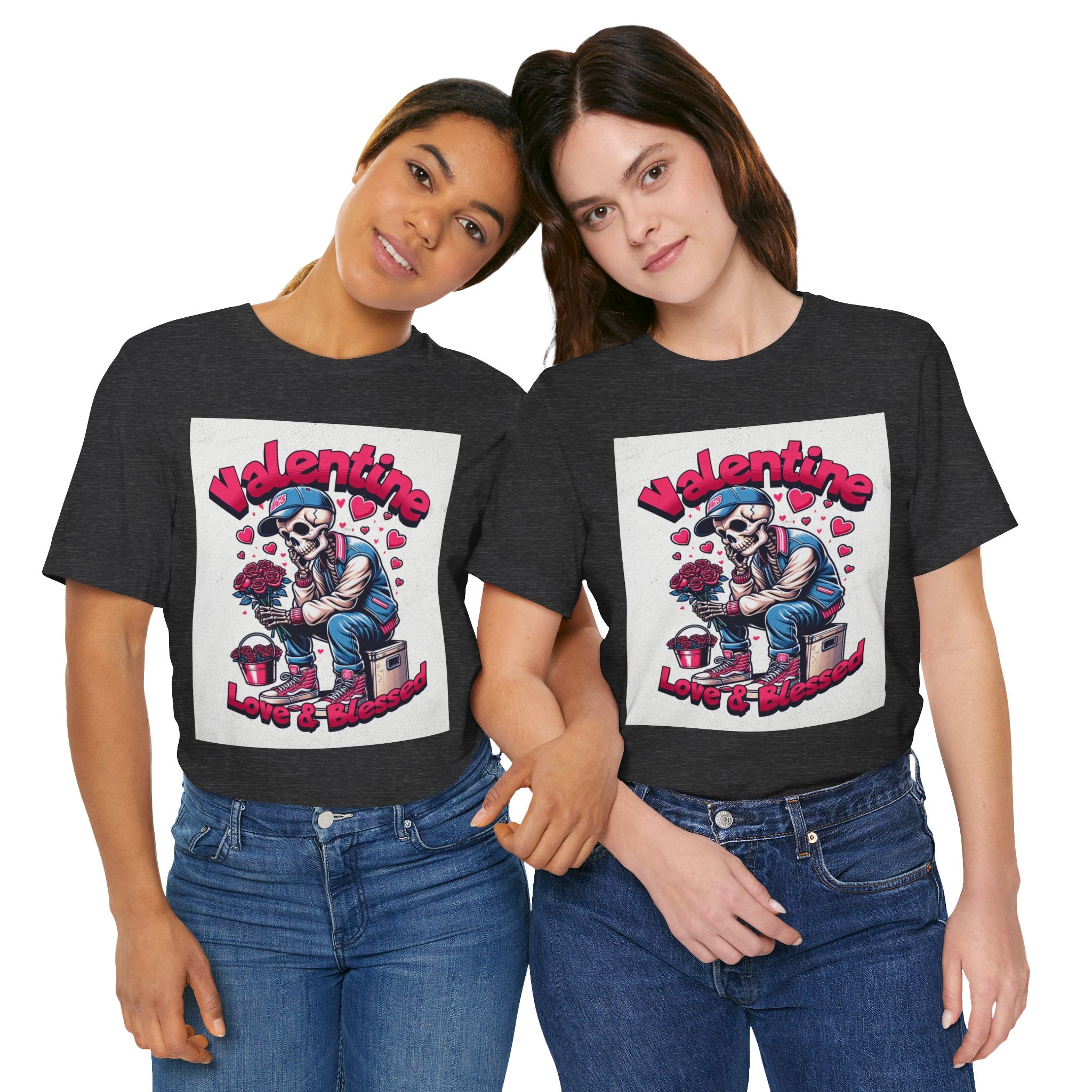 Valentine Skull T-Shirt – "Love & Blessed" Gothic Valentine Tee