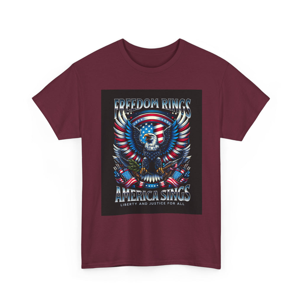 Eagle & American Flag Tee — "Freedom Rings, America Sings" Patriotic T-Shirt