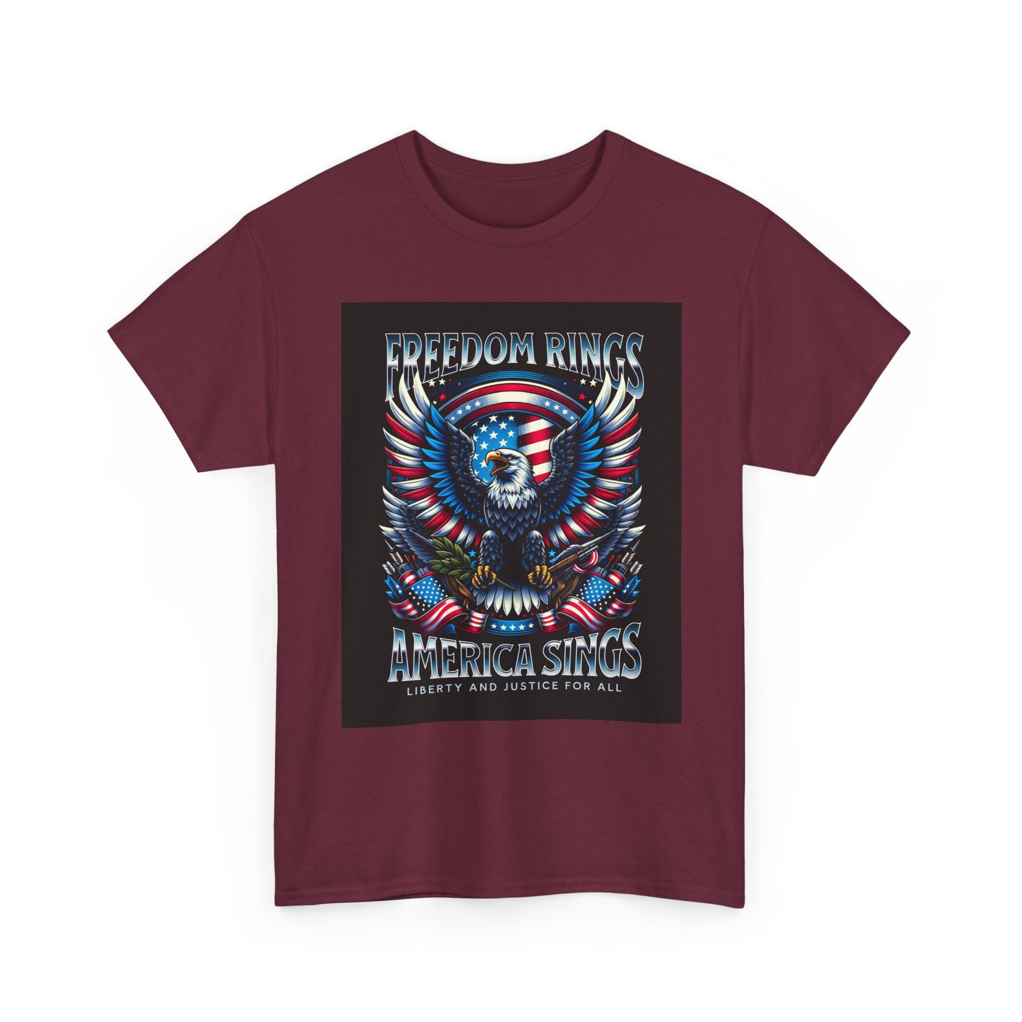 Eagle & American Flag Tee — "Freedom Rings, America Sings" Patriotic T-Shirt
