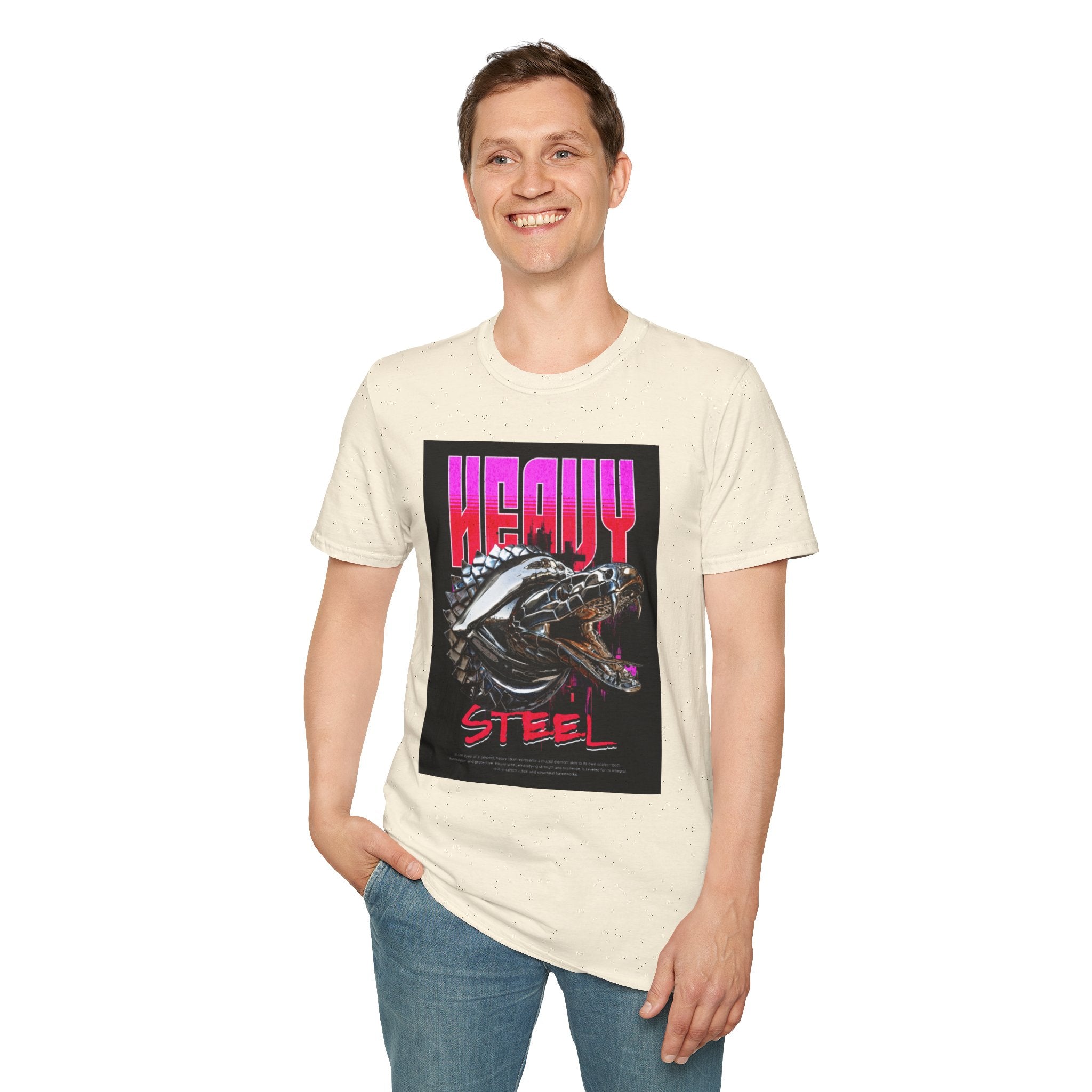 Heavy Steel T-Shirt — Retro Motorcycle Skull Graphic Tee