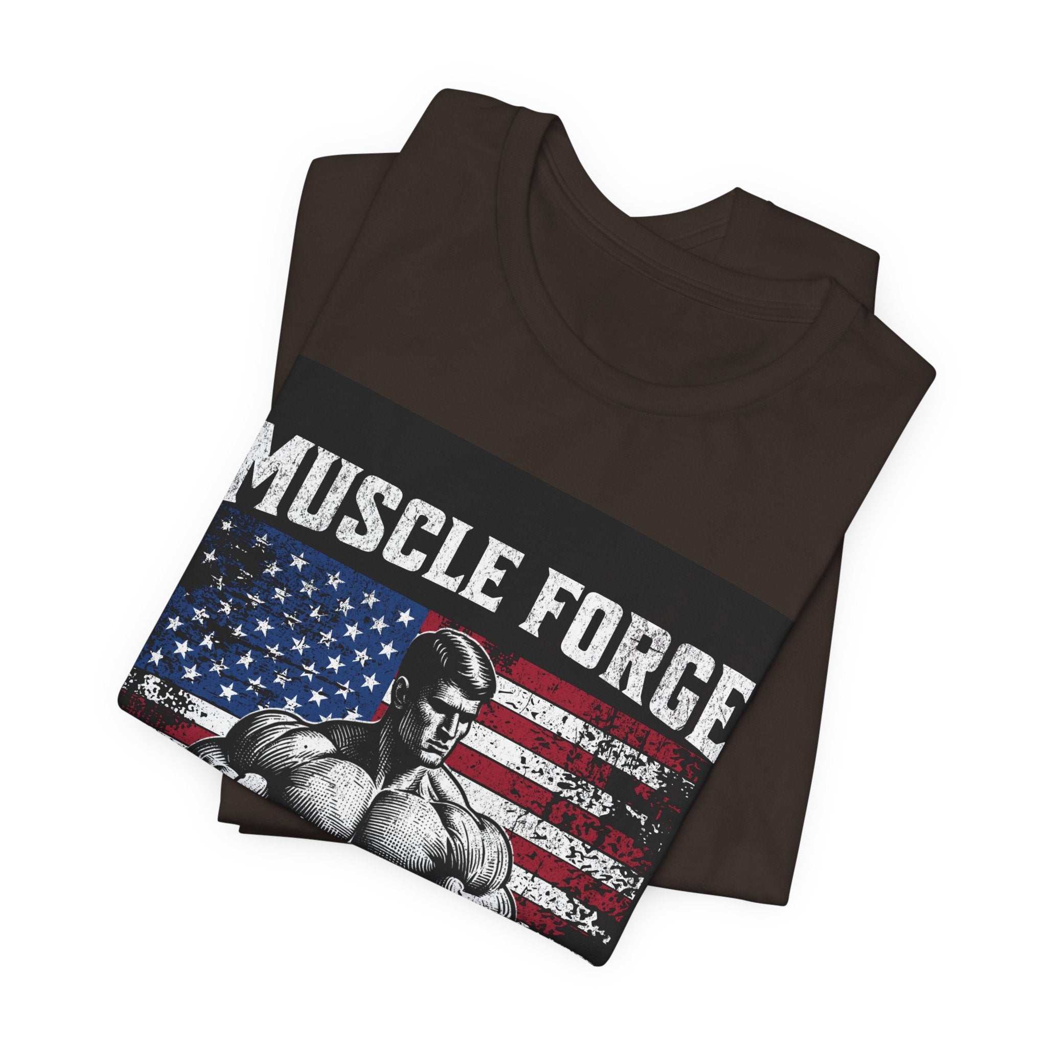 Muscle Forge American Flag Gym Tee — "Sculpt Your Legacy" Fitness T-Shirt
