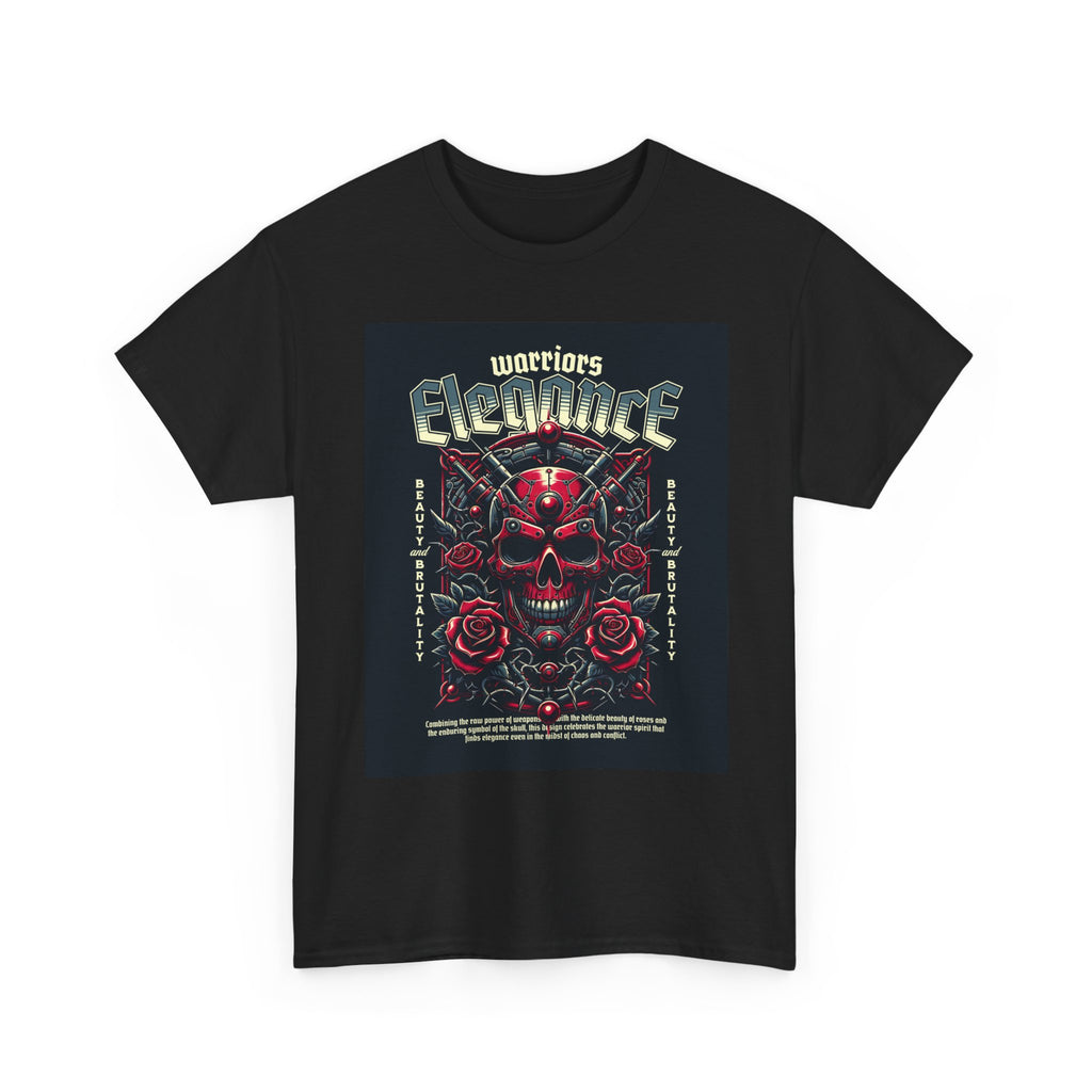 Warriors Electric Skull T‑Shirt — Red Skull & Roses Rock Graphic Tee