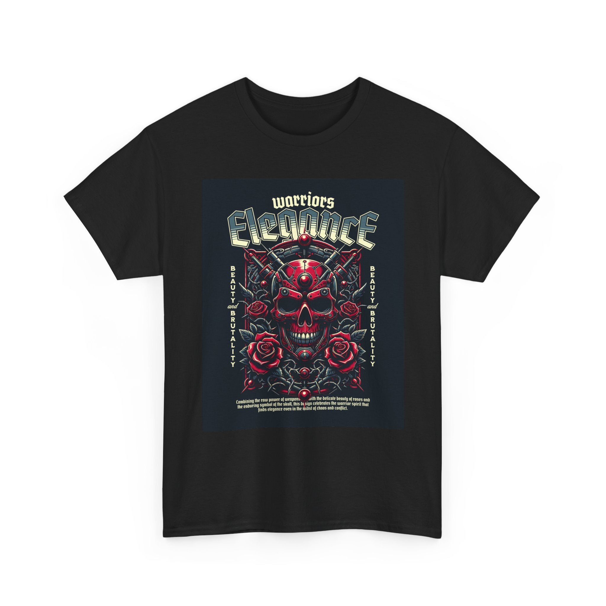 Warriors Electric Skull T‑Shirt — Red Skull & Roses Rock Graphic Tee