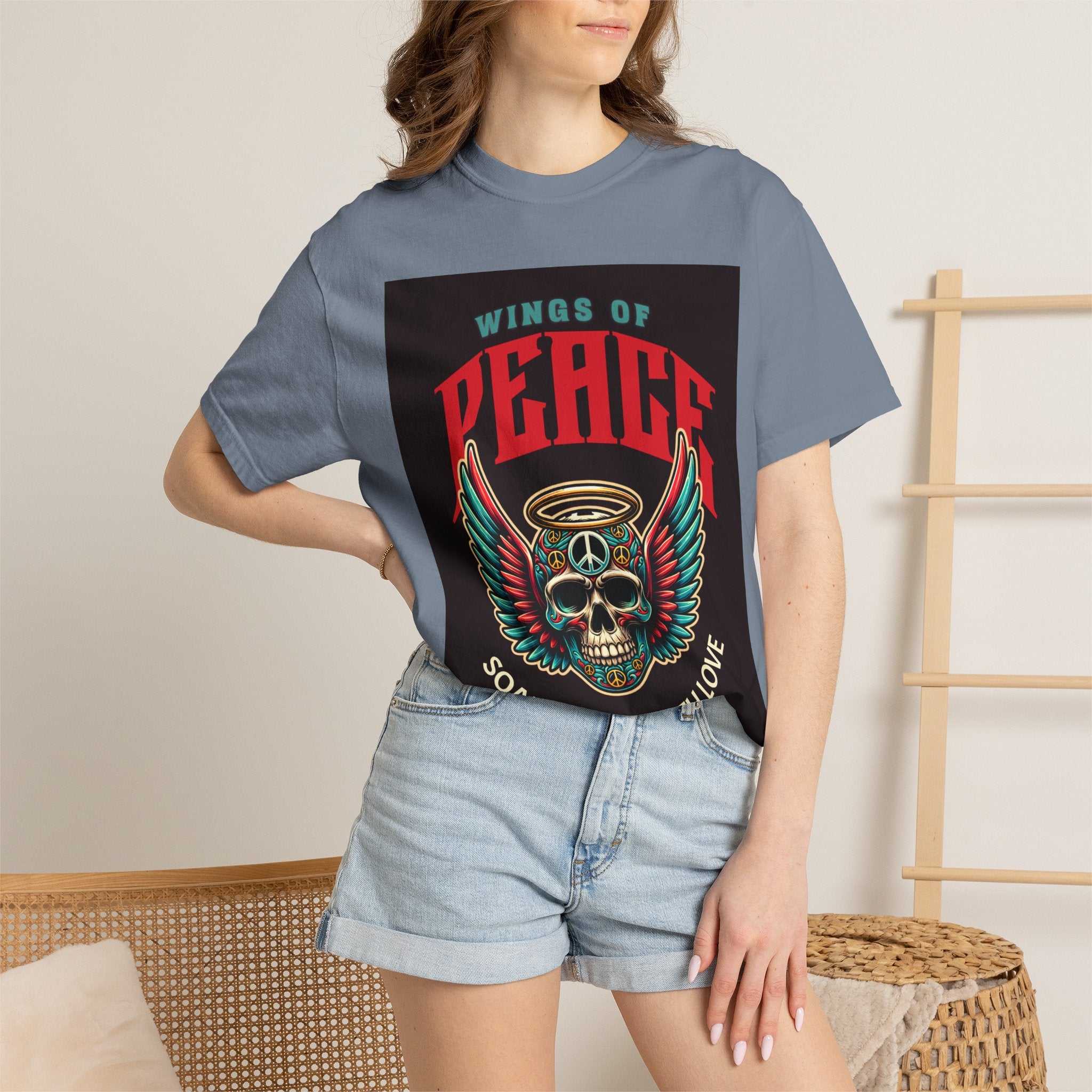 Wings of Peace Skull T-Shirt — "Soar Above With Love" Vintage Graphic Tee