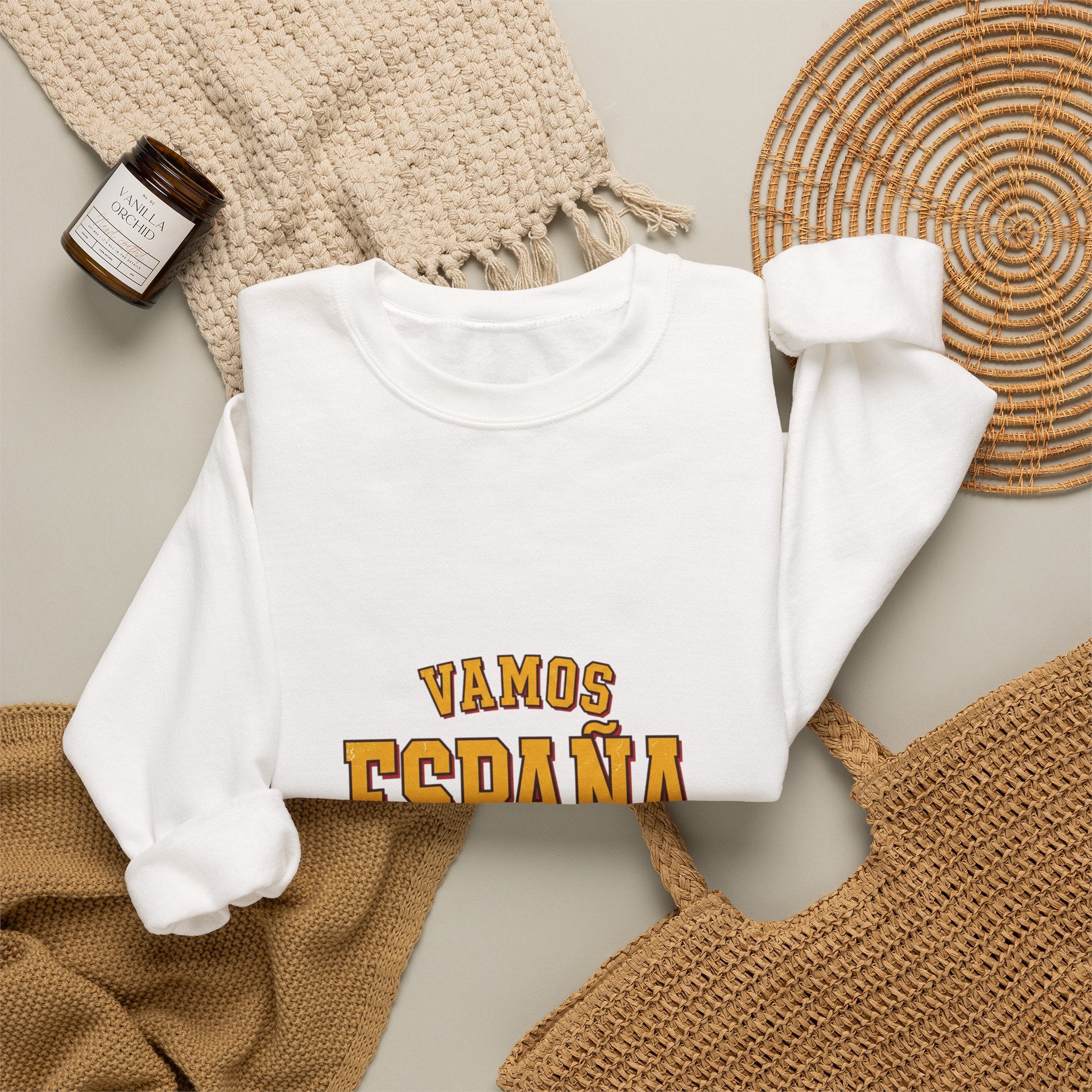 Vamos España Match Day Crewneck Sweatshirt | Spain soccer pride, red & yellow