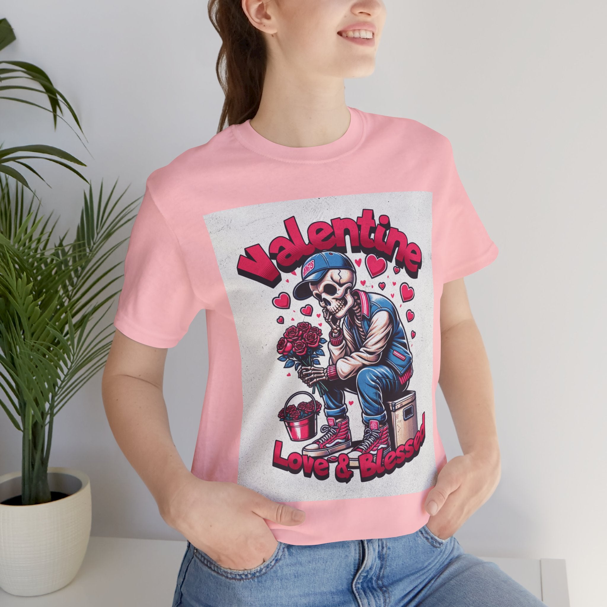Valentine Skull T-Shirt – "Love & Blessed" Gothic Valentine Tee