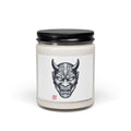 Hannya Mask Tattoo-Style Candle | Soy 9oz, Traditional Flash Illustration