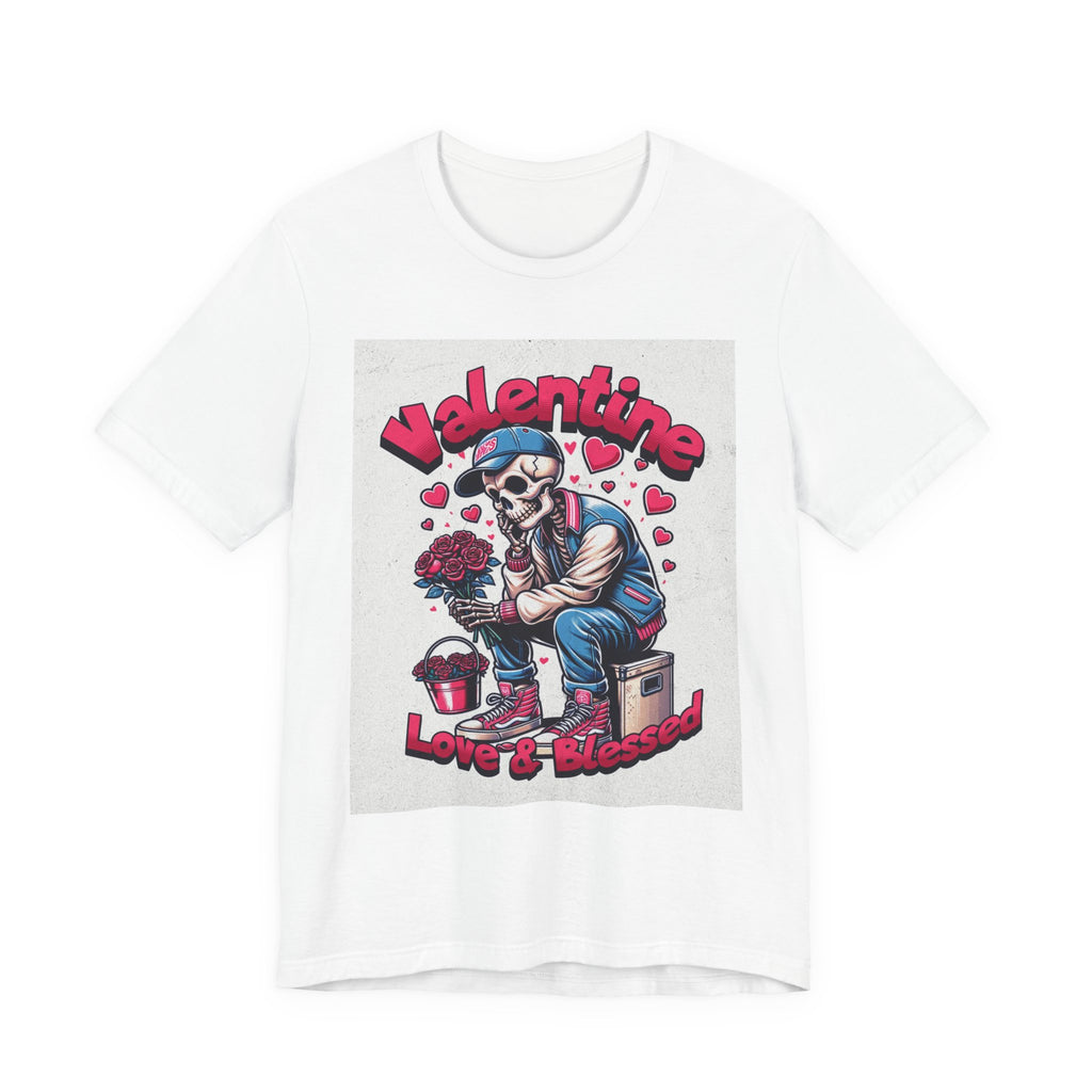 Valentine Skull T-Shirt – "Love & Blessed" Gothic Valentine Tee