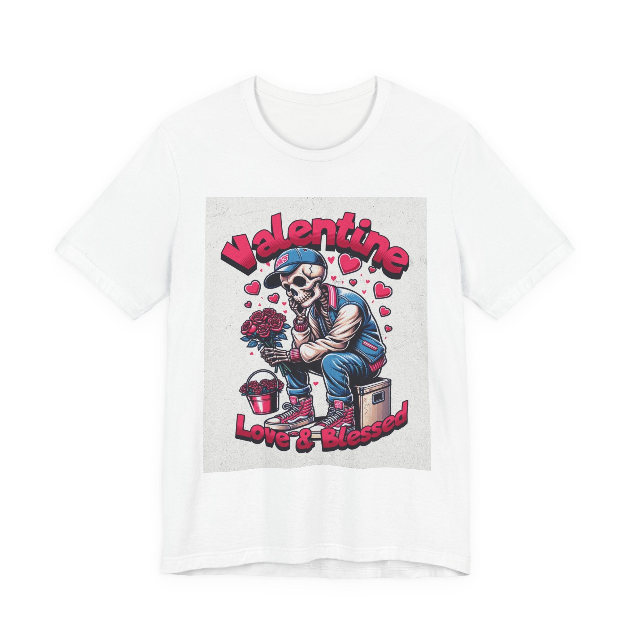 Valentine Skull T-Shirt – "Love & Blessed" Gothic Valentine Tee