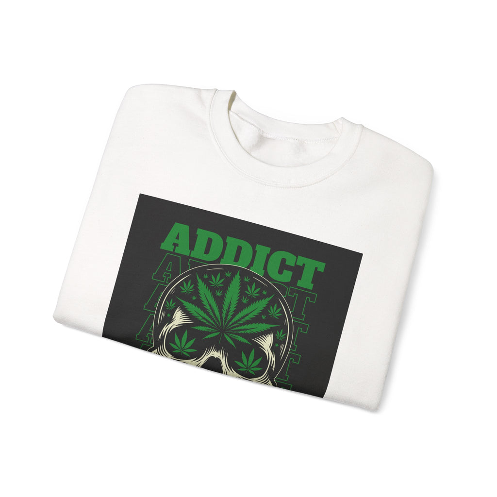 Skull & Cannabis 'Addict' Crewneck Sweatshirt — Conquer Your High Graphic Sweatshirt