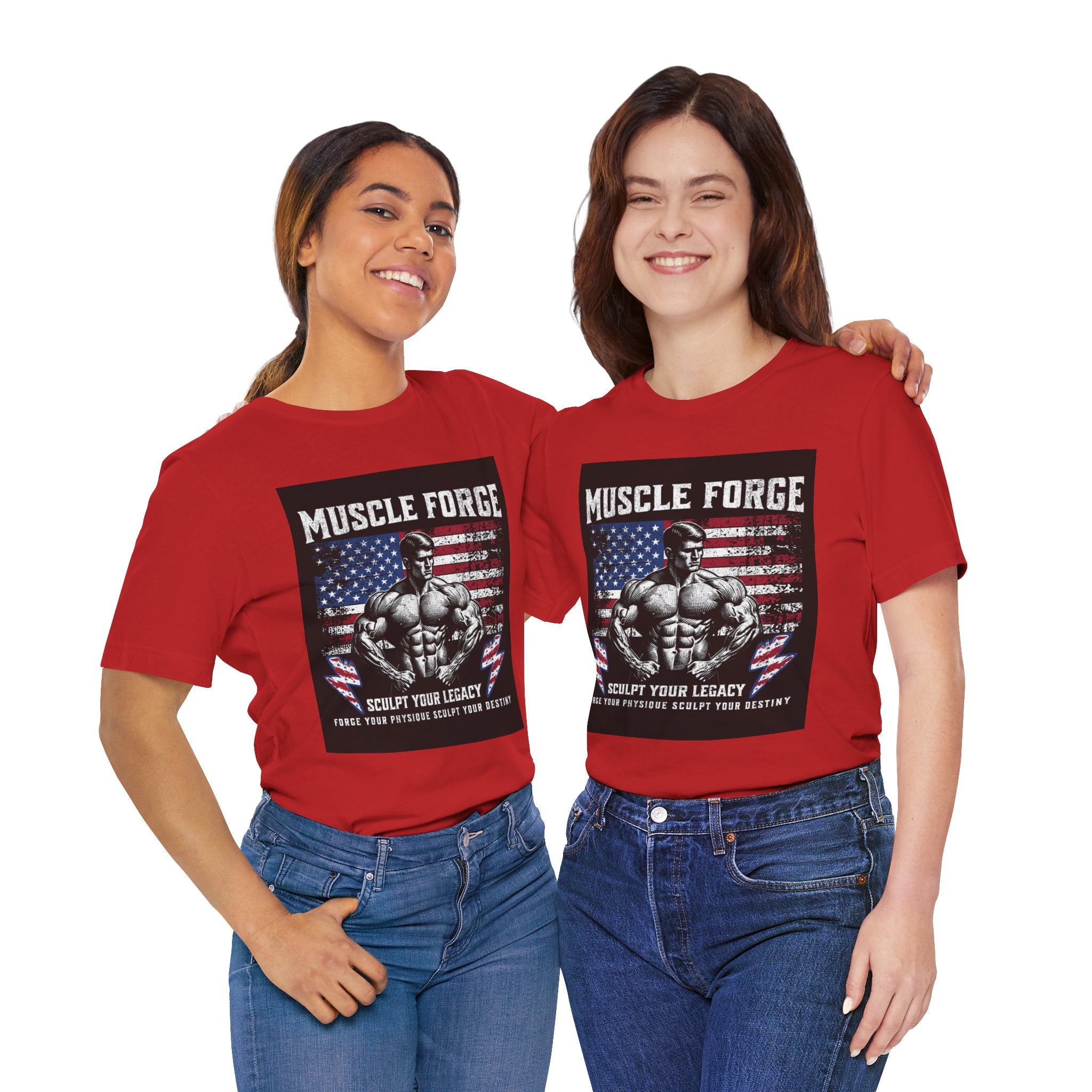 Muscle Forge American Flag Gym Tee — "Sculpt Your Legacy" Fitness T-Shirt