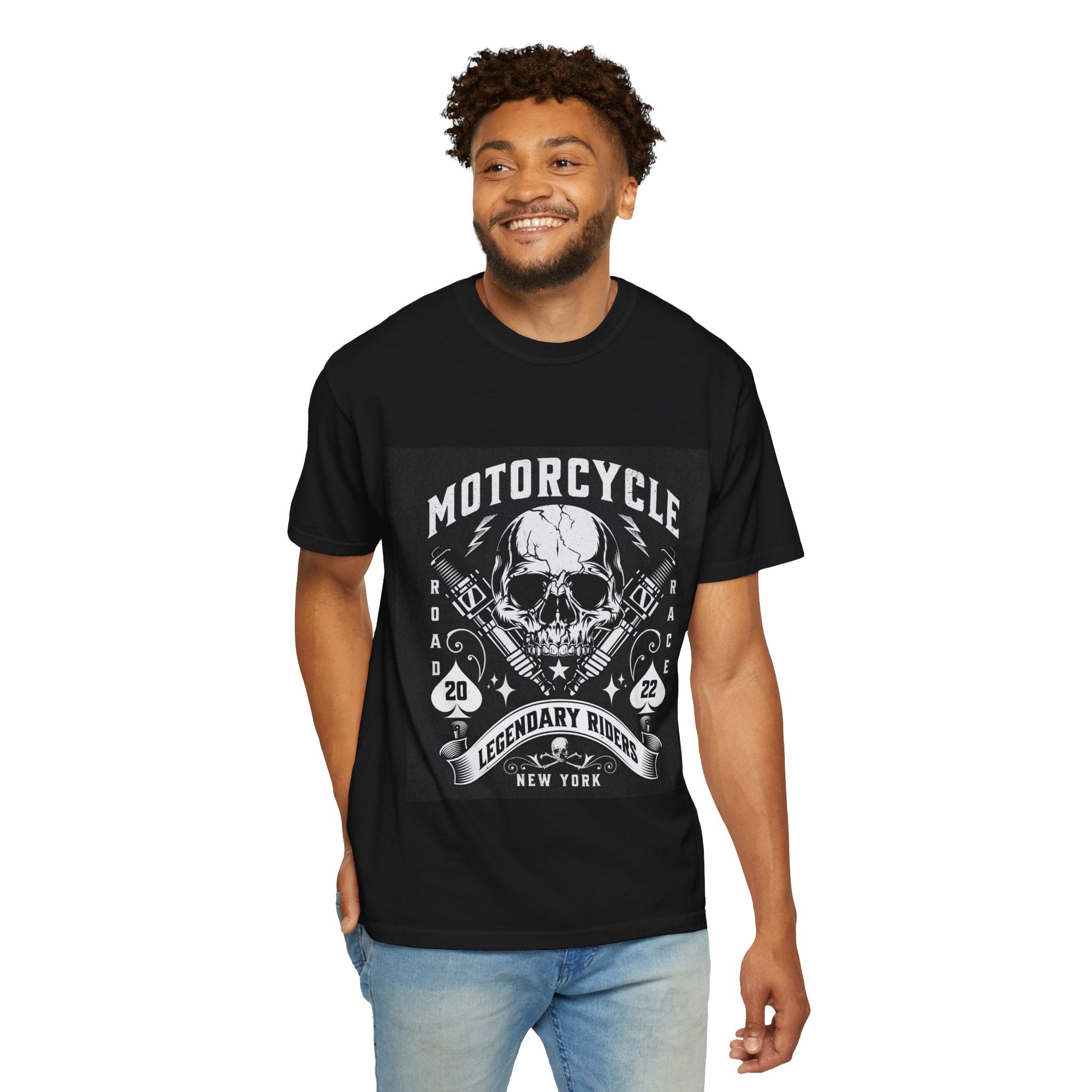 Motorcycle Skull Tee — "Legendary Riders" Vintage Biker Graphic T-Shirt