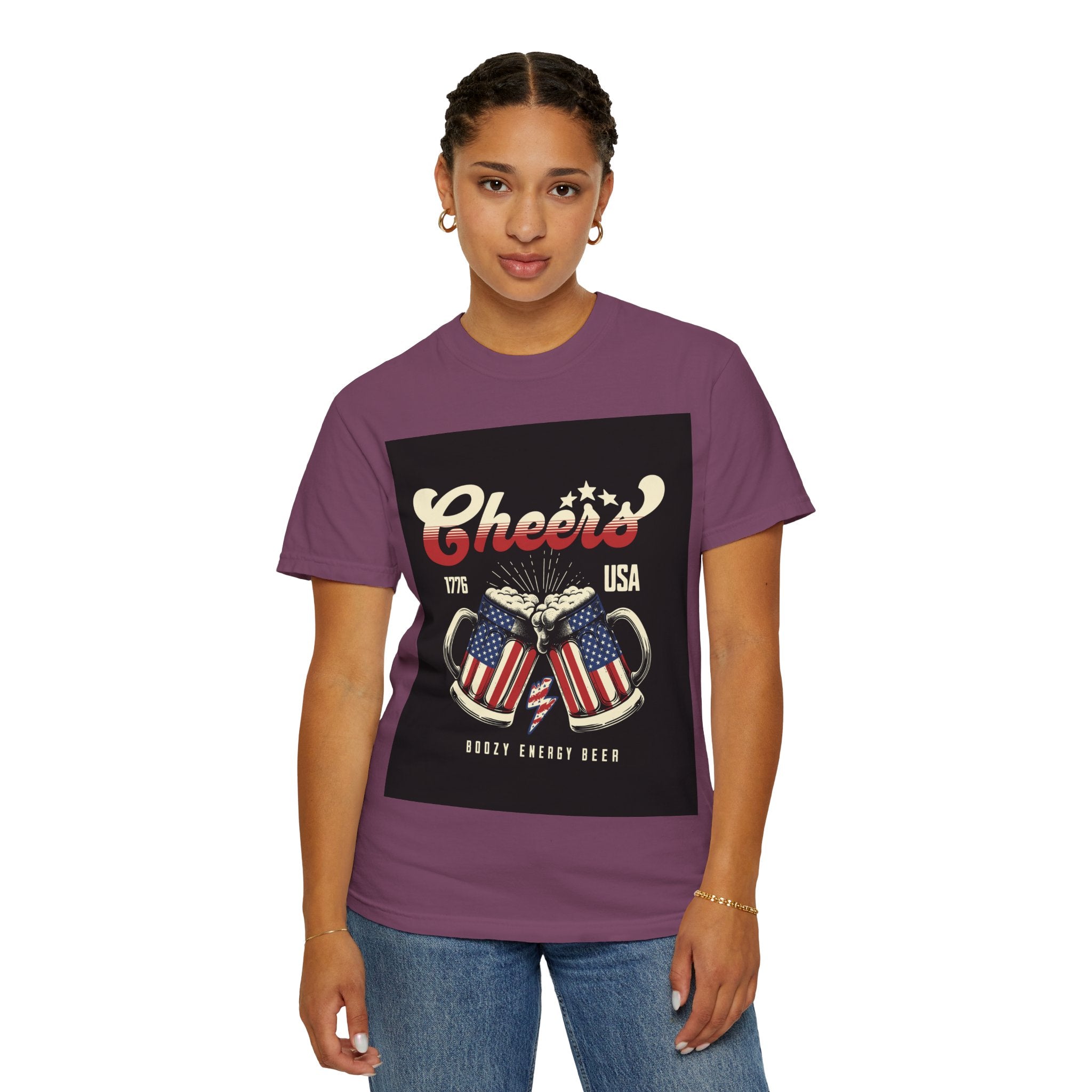Cheers USA T-Shirt — Patriotic Beer Mugs Graphic Tee (1776)