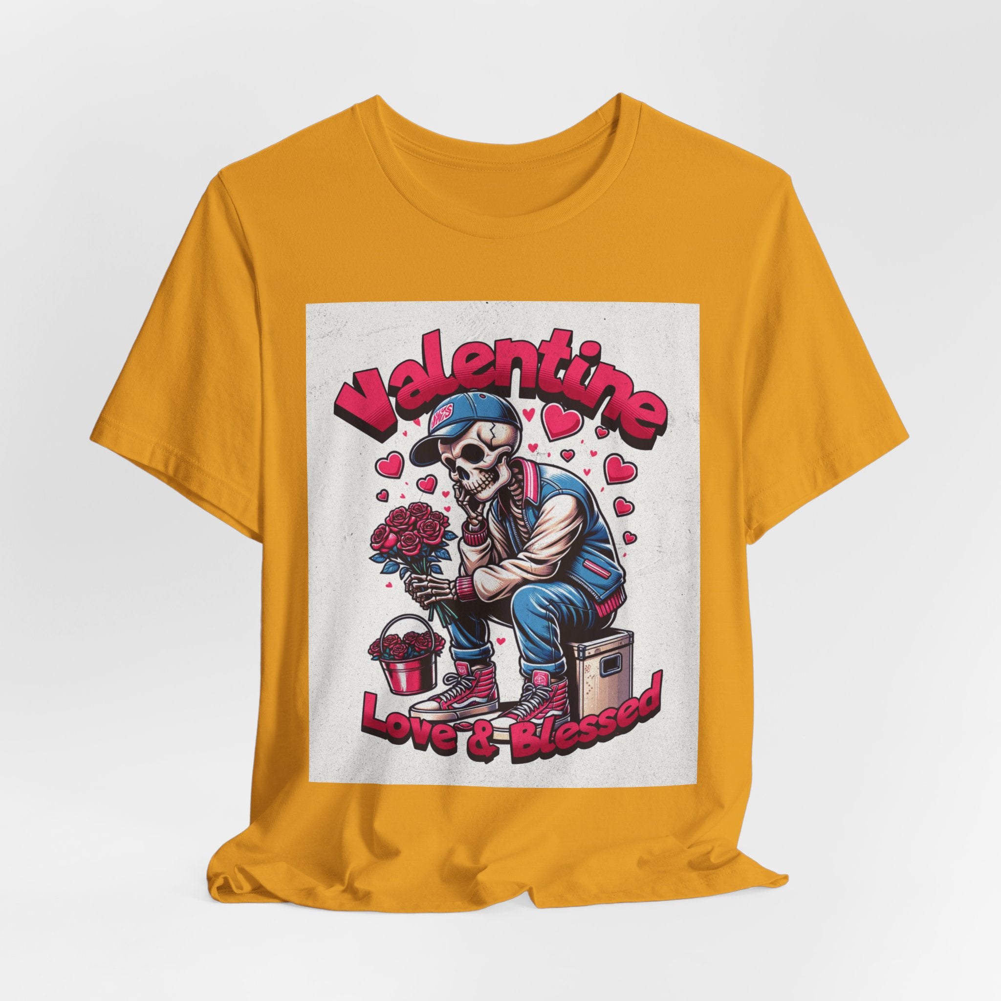 Valentine Skull T-Shirt – "Love & Blessed" Gothic Valentine Tee