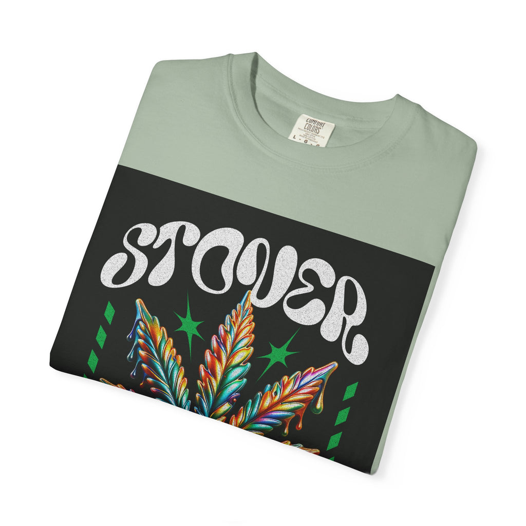 T-Shirt — Stover "Grow Your Own Serenity" Colorful Cannabis Leaf Graphic