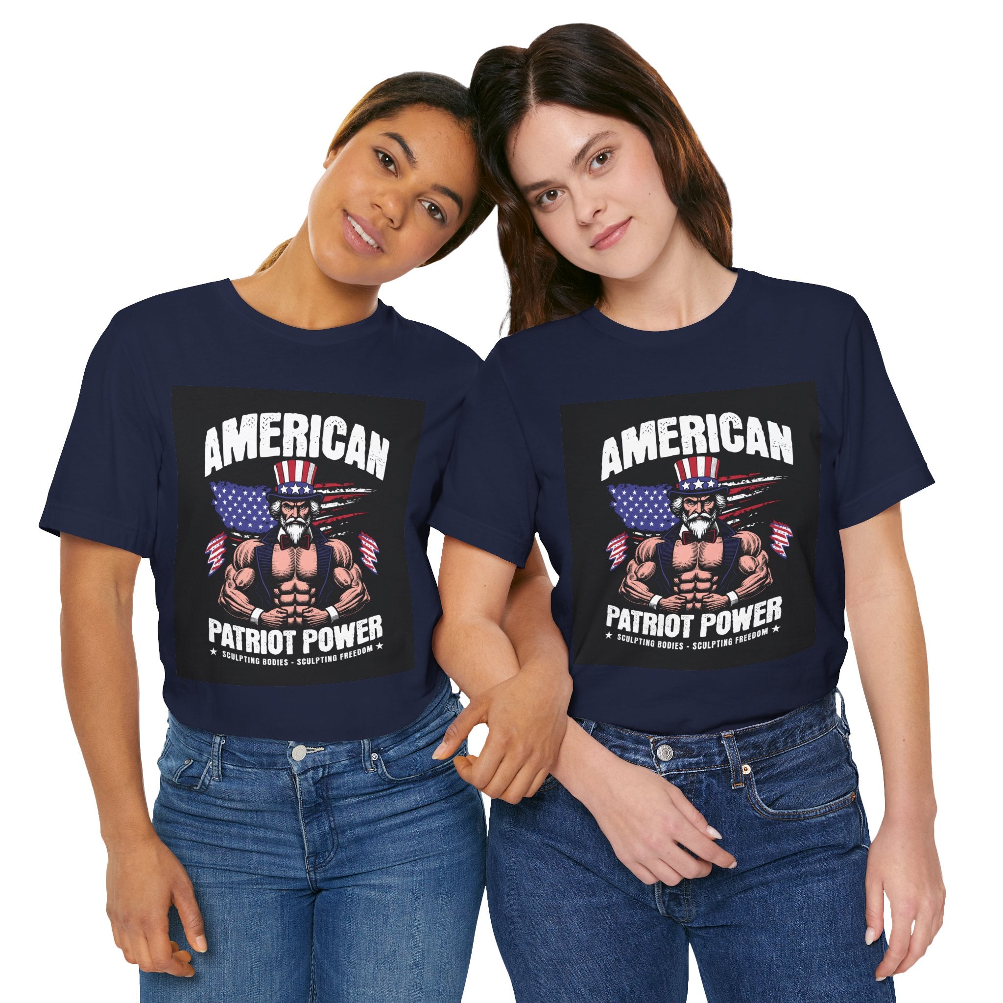 Patriot Power T-Shirt — American Flag Uncle Sam Muscle Graphic Tee