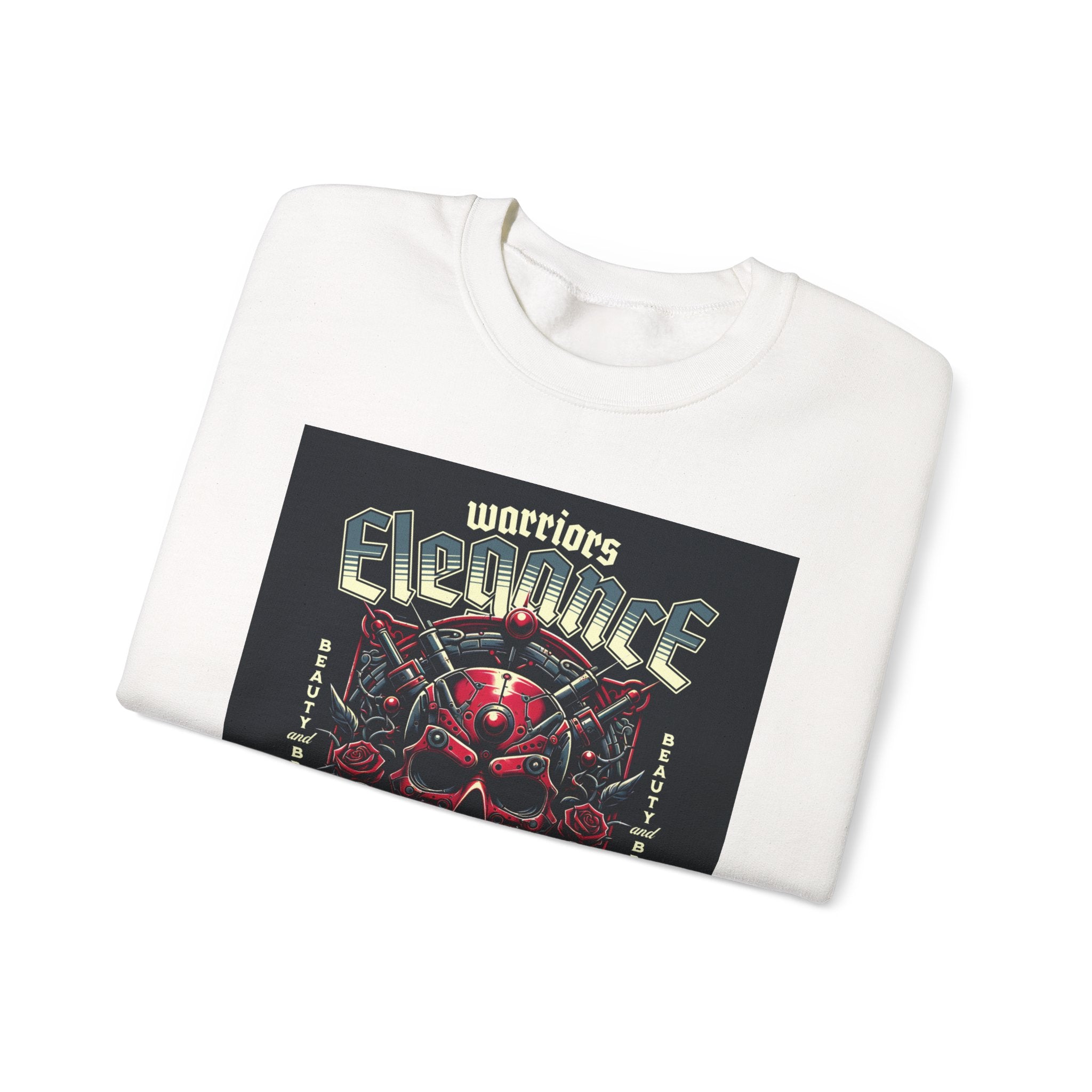 Crewneck Sweatshirt – "Warriors Electric" Skull & Roses Graphic