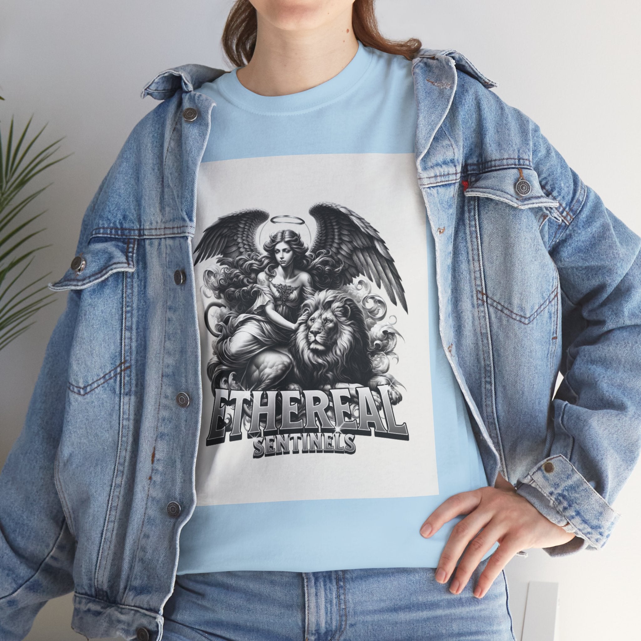 Angel & Lion Graphic Tee — "Ethereal" Vintage Gothic Streetwear