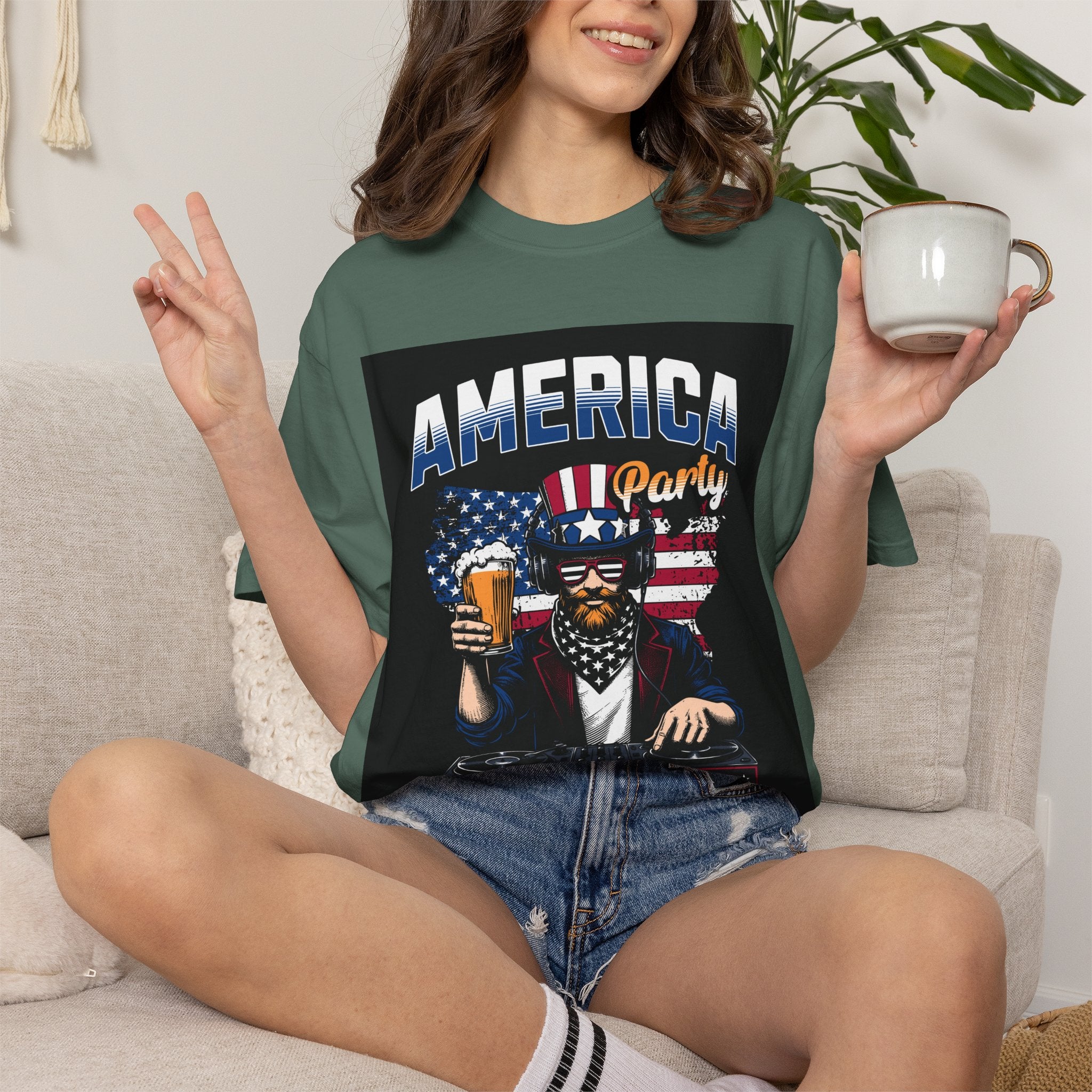 America Party T-Shirt — Cheers to Freedom 4th of July Patriotic Tee