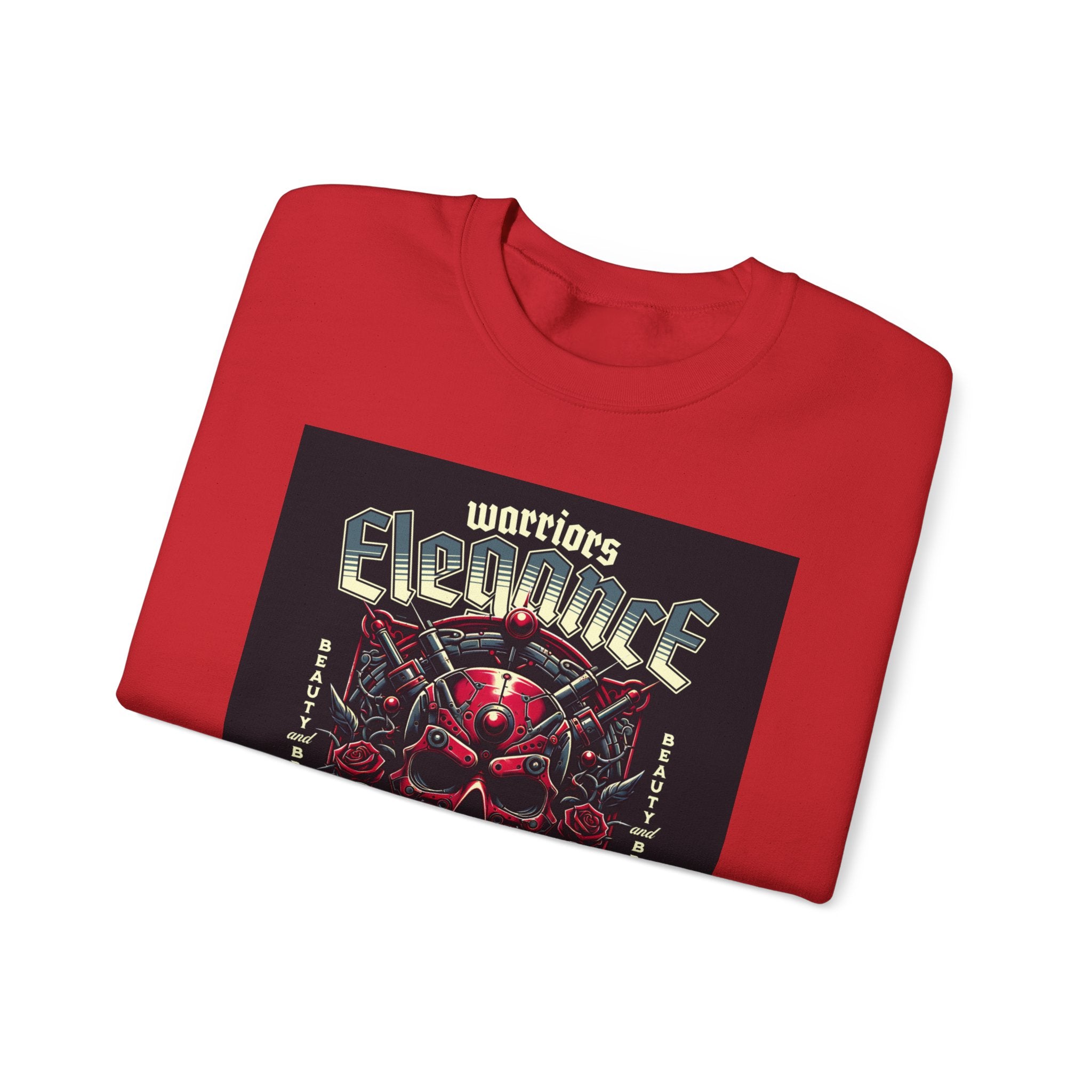 Crewneck Sweatshirt – "Warriors Electric" Skull & Roses Graphic