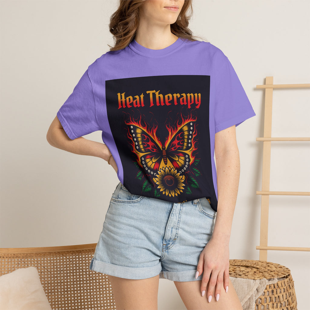 Heat Therapy Butterfly T-Shirt — Retro Floral Sunflower Design