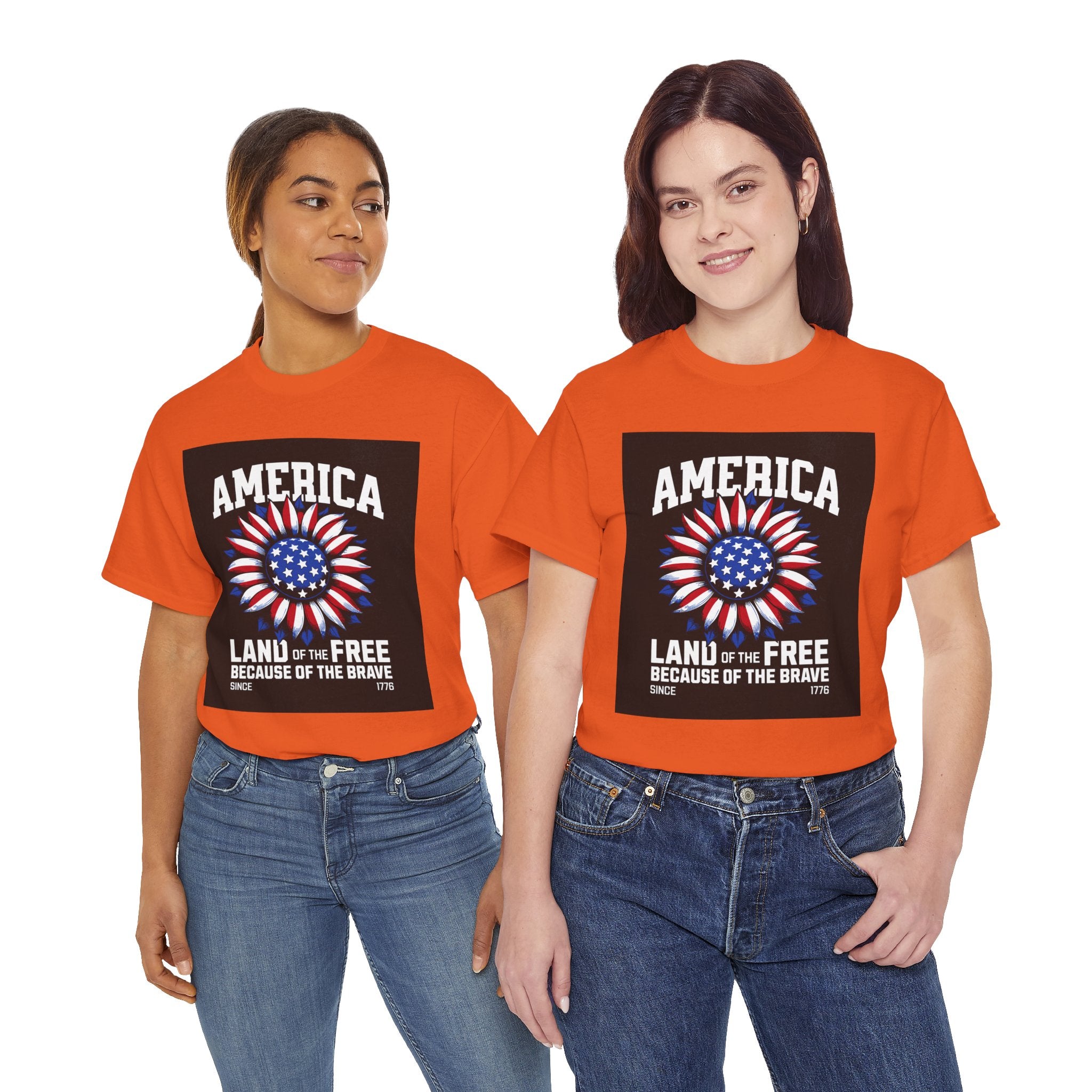 Patriotic America Tee — "Land of the Free Because of the Brave" Cotton T-Shirt