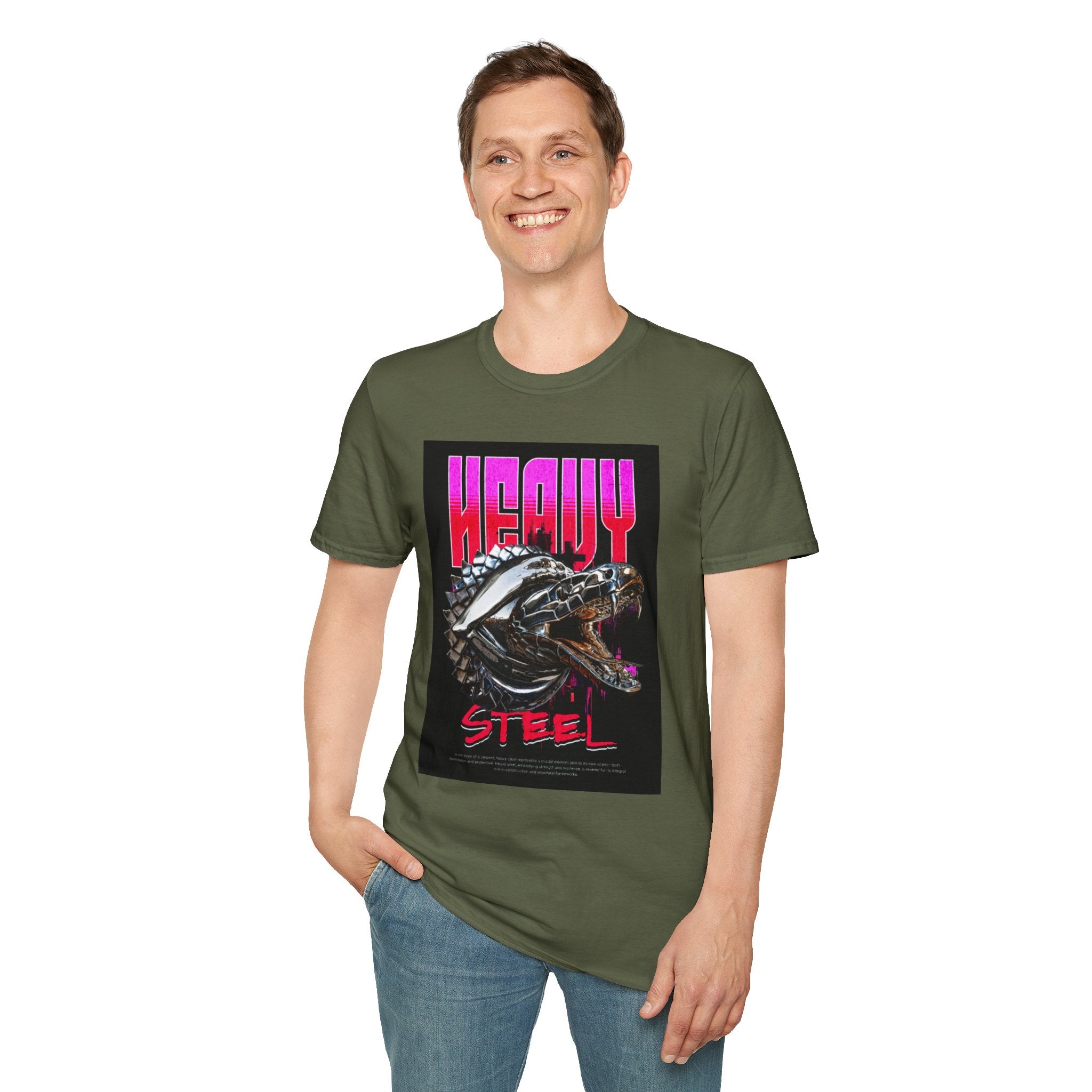 Heavy Steel T-Shirt — Retro Motorcycle Skull Graphic Tee